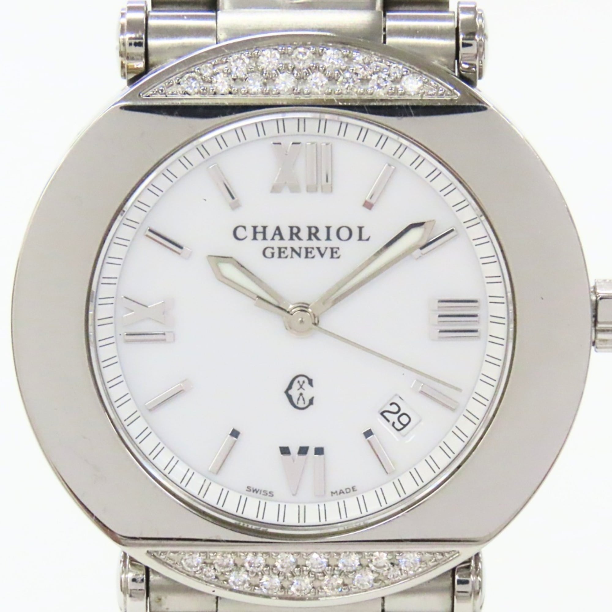 CHARRIOL Columbus CCR38D Stainless Steel Diamond Silver White Dial