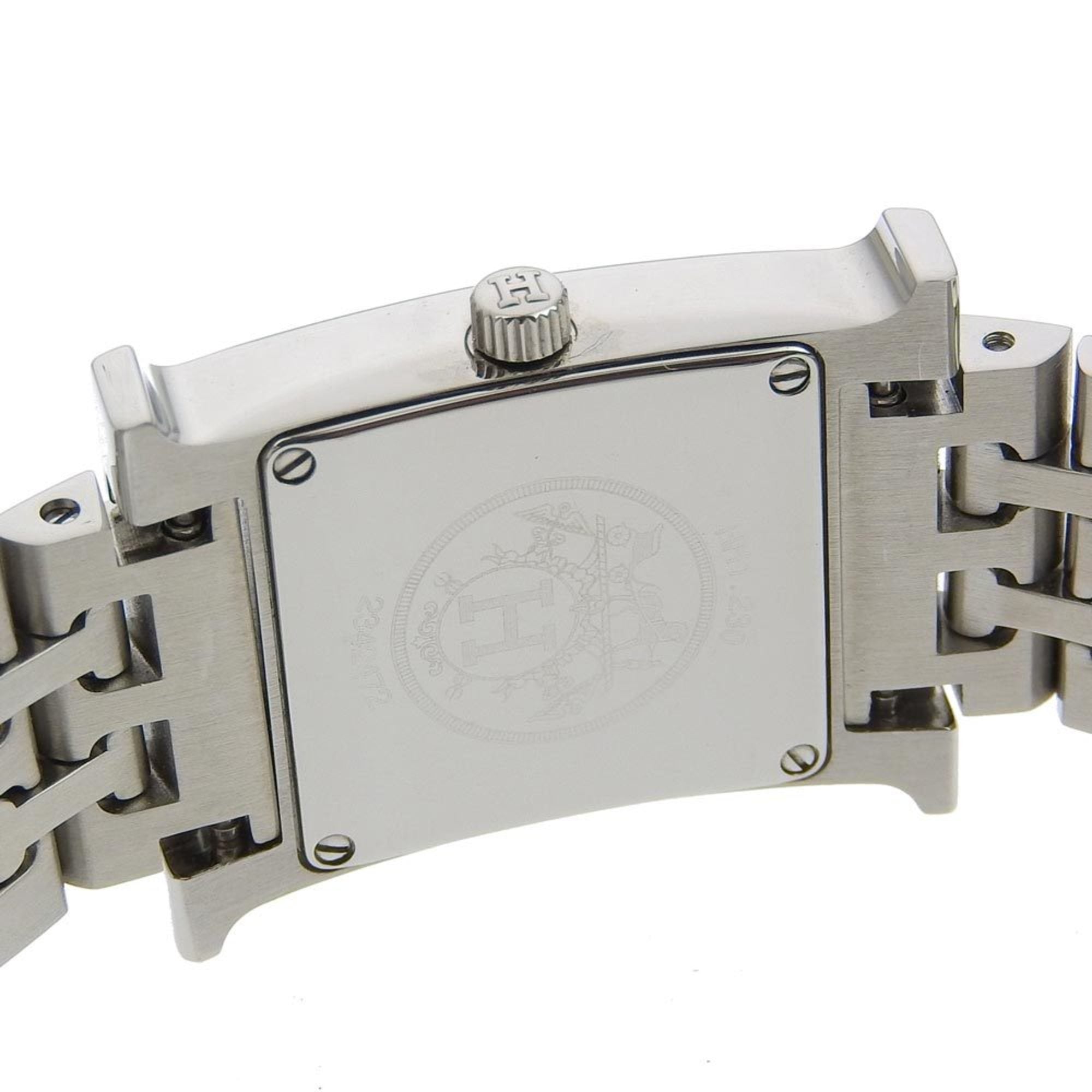 Hermes HERMES H Uhr mit Diamantlünette HH1.230 Edelstahl x Quarz Analoganzeige Elfenbein Zifferblatt Heure für Damen