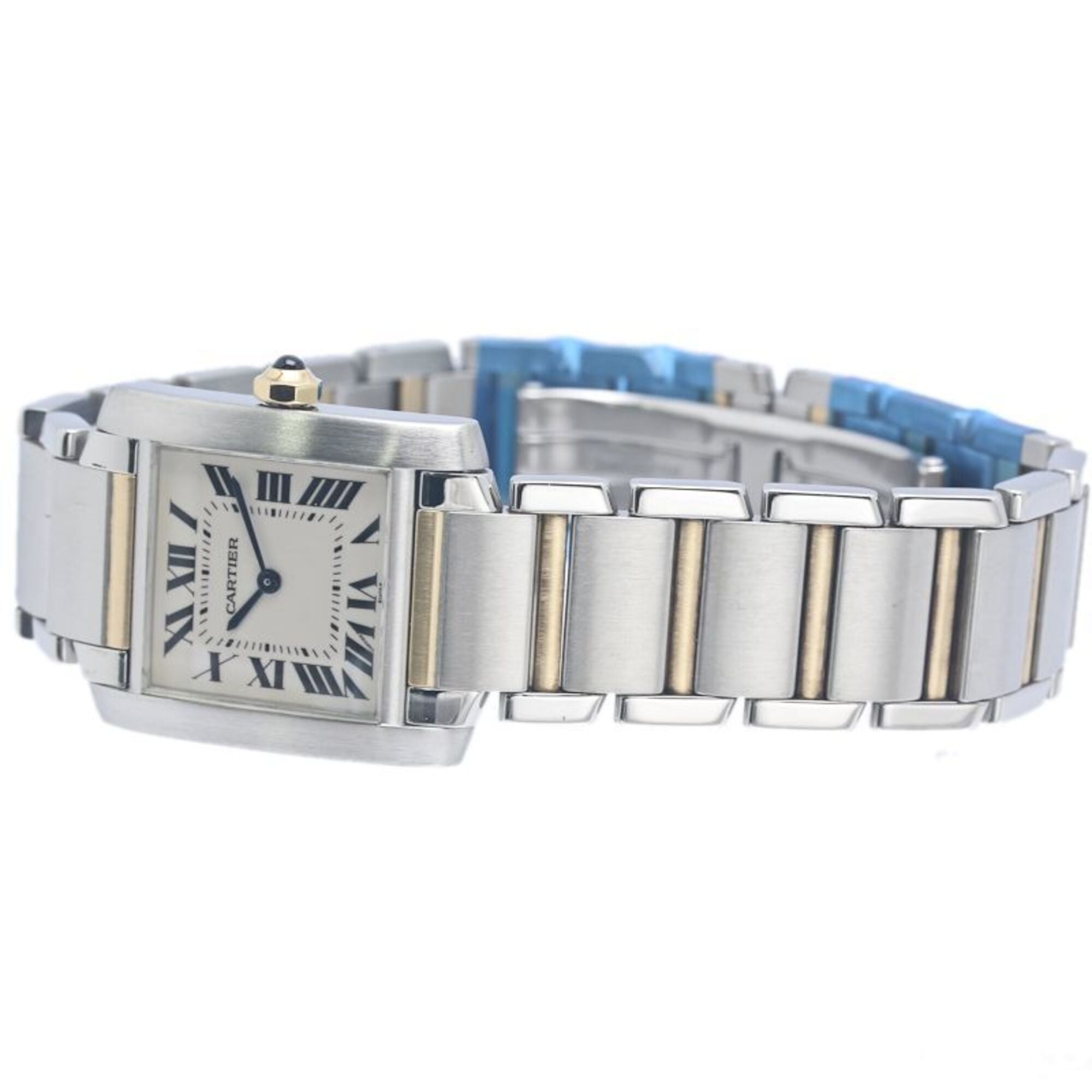 CARTIER Tank Française MM W51006Q4 Uhr, Jungengröße, 18 Karat Gelbgold x Edelstahl, 40390