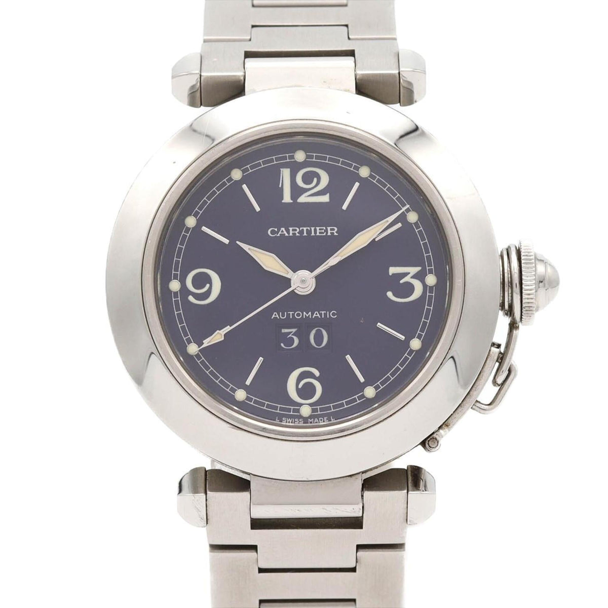 Cartier Pasha C Grande Datum W31047M7 Blaues Zifferblatt 35 mm Uhr