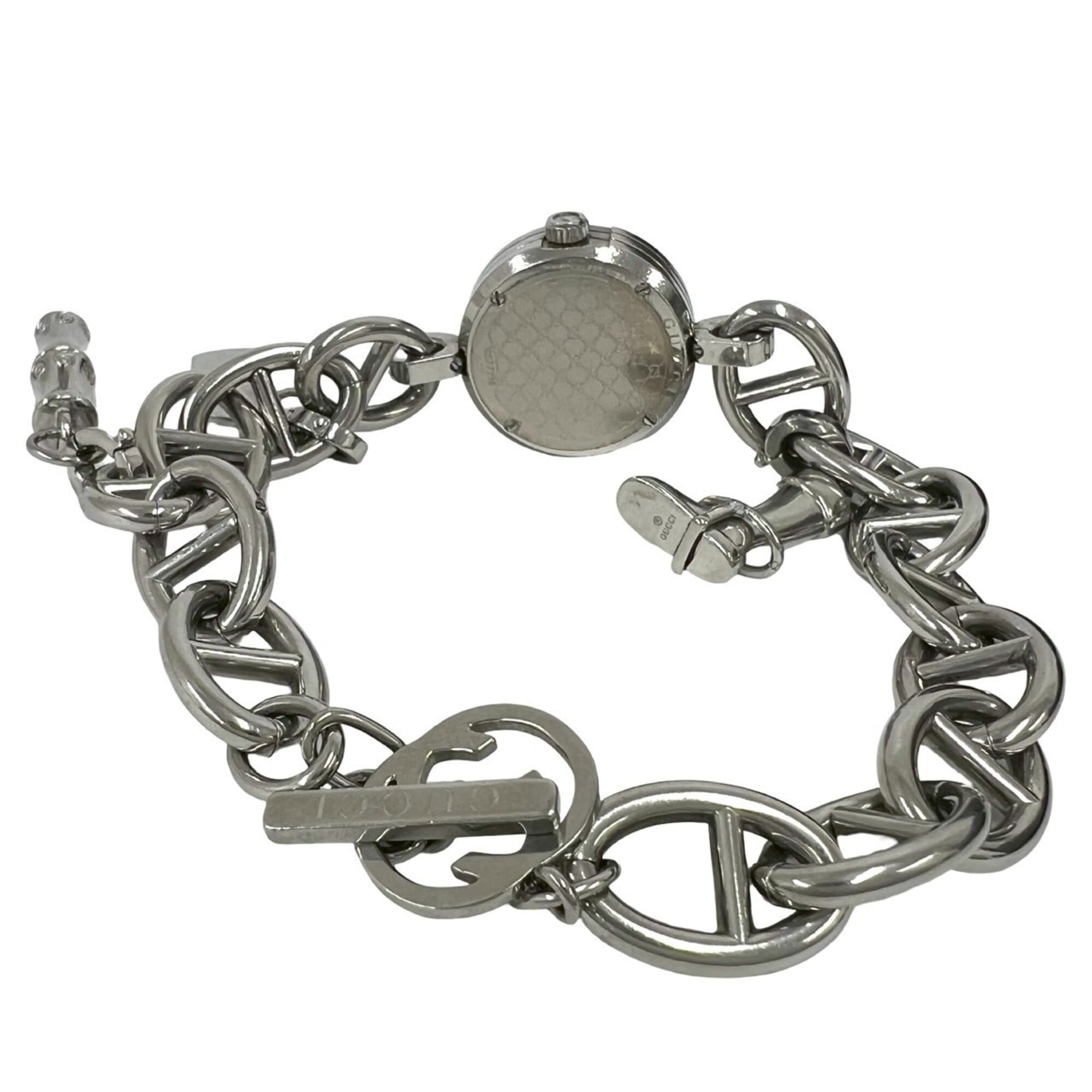 GUCCI Gucci Logo Charm Stainless Steel Quartz Wrist Silver 37369