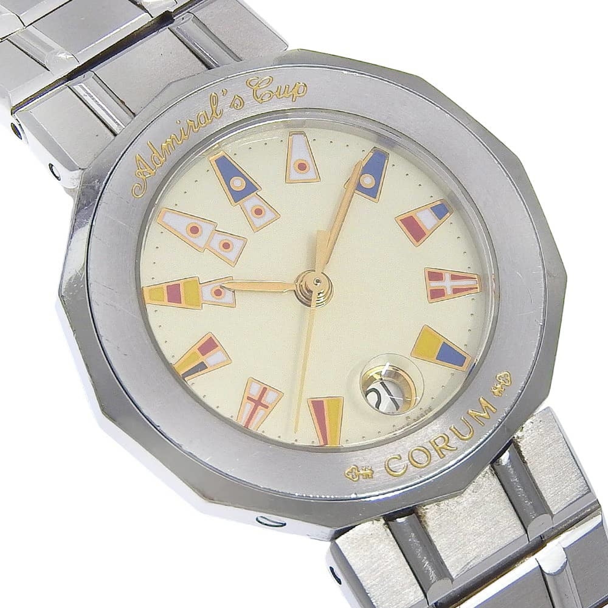 Corum Admirals Cup-horloge 39.610.20 V050 roestvrij staal, zilverkleurig, quartz, analoog, ivoorkleurige wijzerplaat, damesmodel