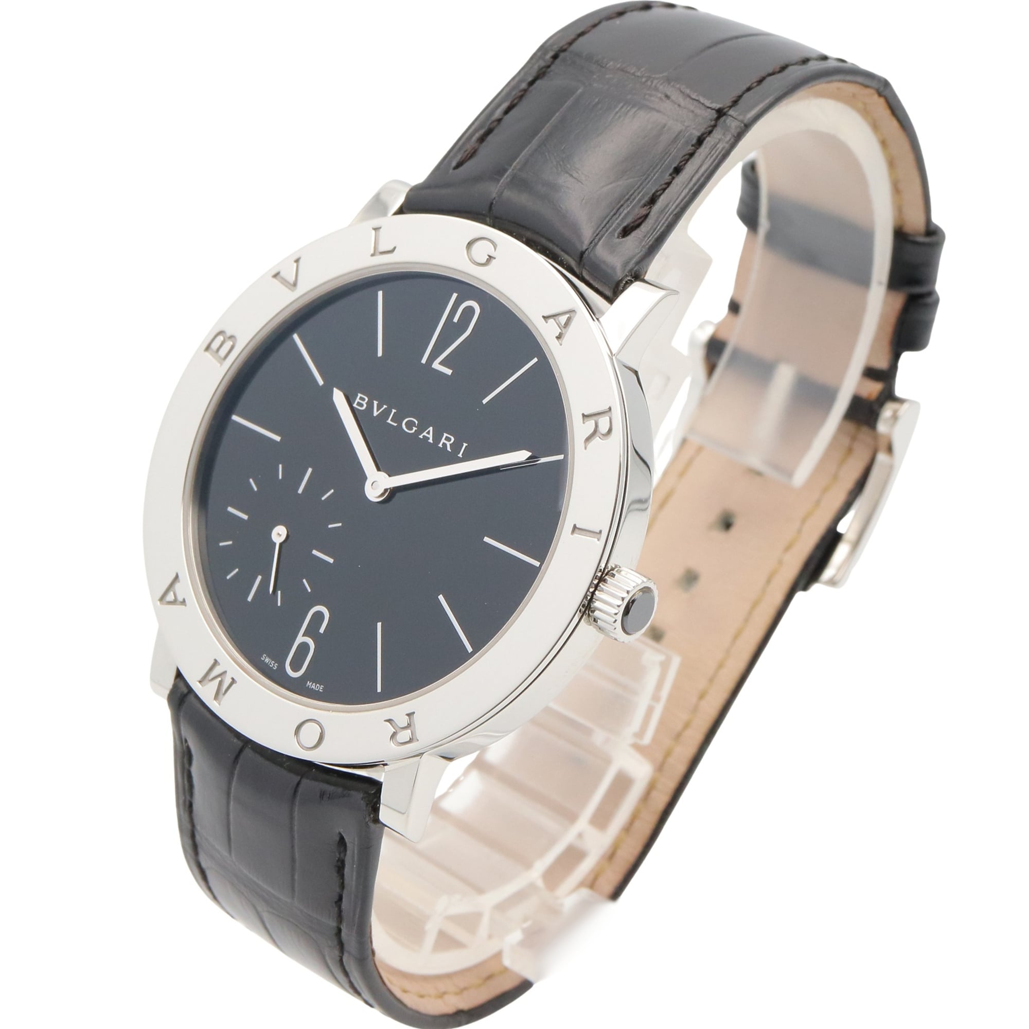 Bulgari BVLGARI Roma Finissimo Watch Stainless Steel Leather Men's Black BB41SXTRO