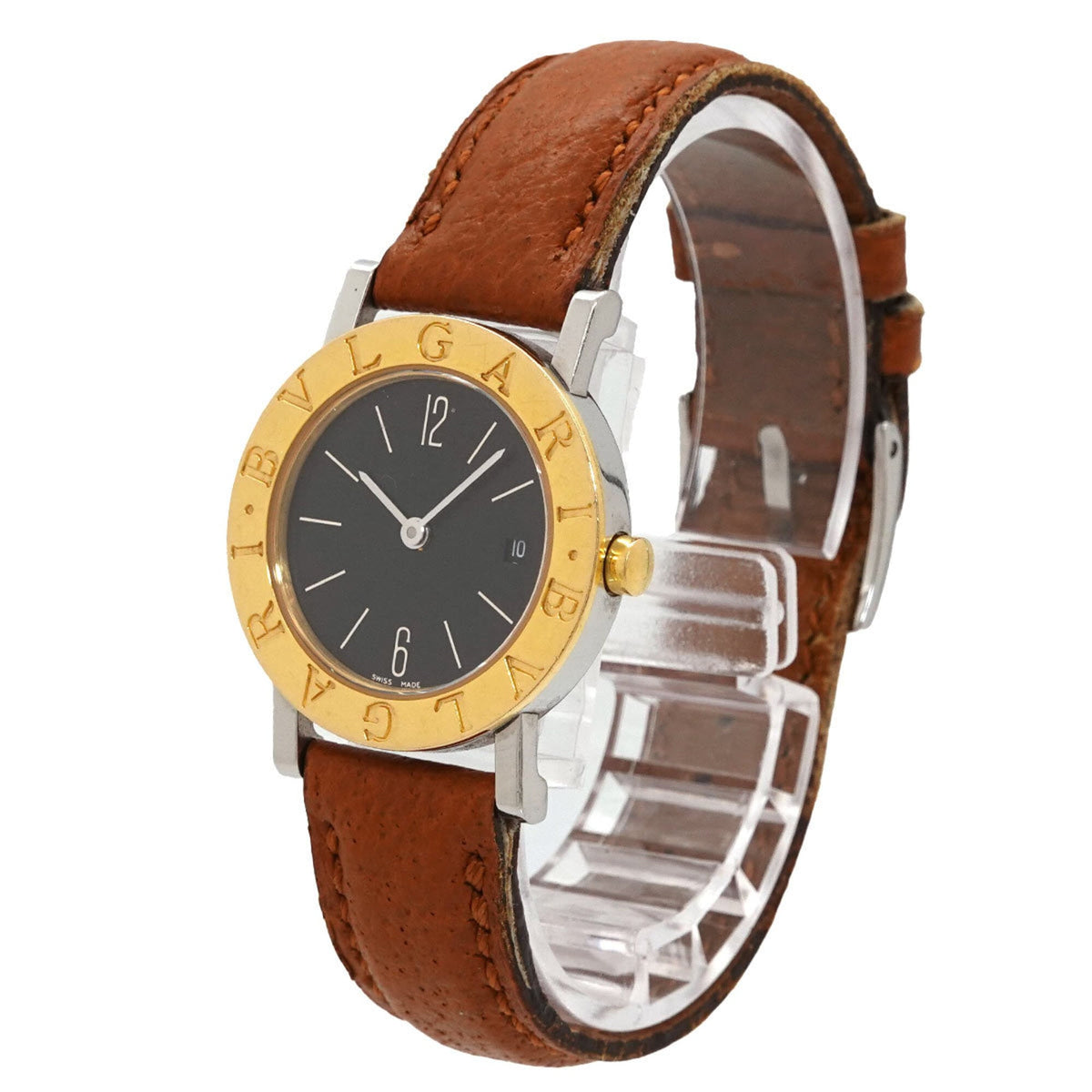 Bvlgari BB26SGLD horloge met zwarte wijzerplaat, 26 mm