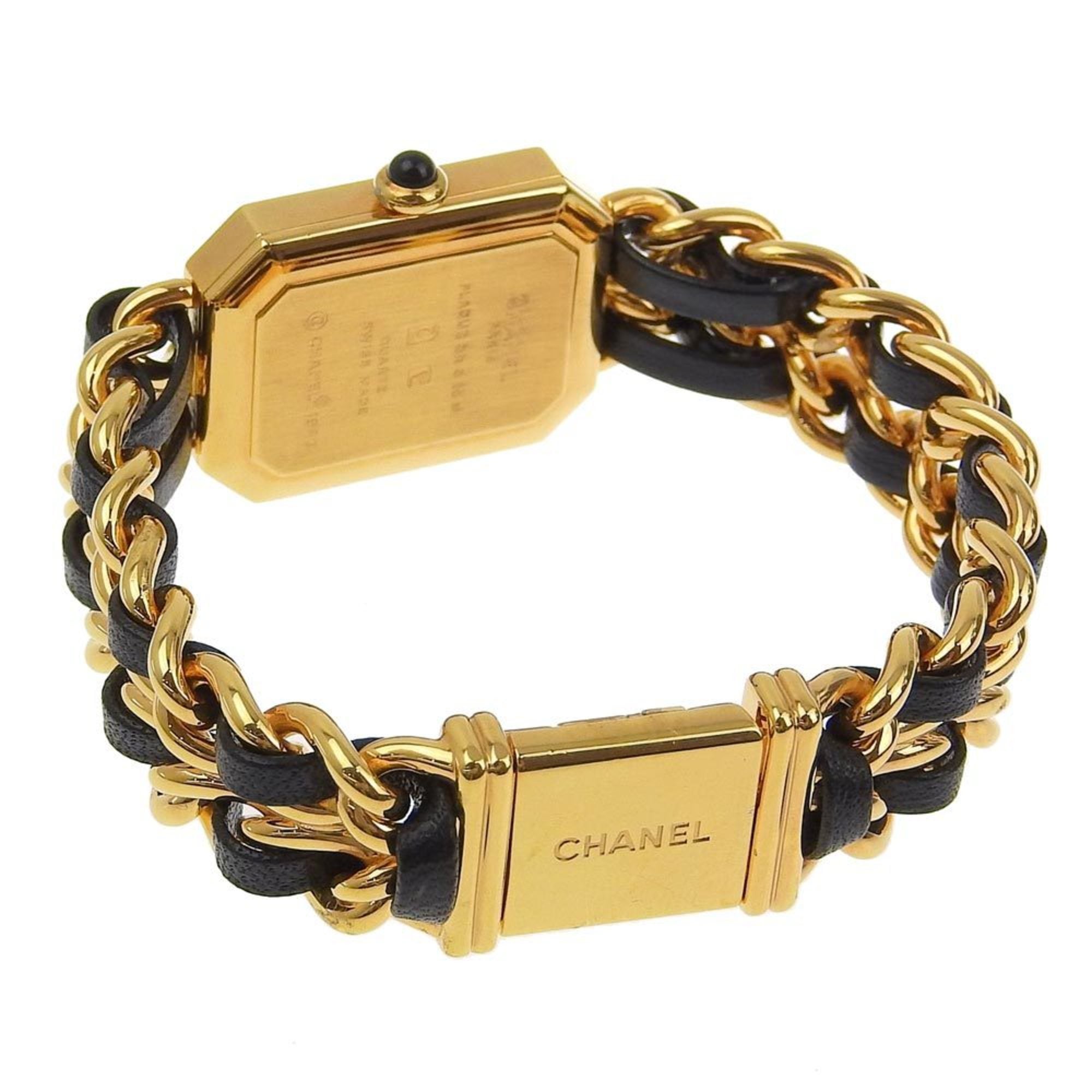 Chanel CHANEL Premiere S Uhr H0001 Vergoldet x LederQuarz analoges ZifferblattSchwarz Zifferblatt, Damenuhr