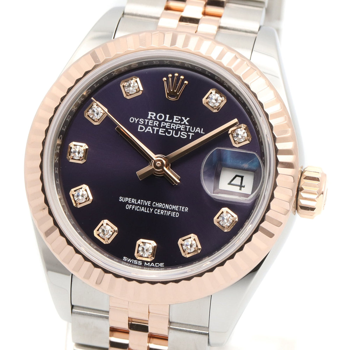 Rolex Datejust 10P Diamond 279171 Purple Dial 28mm Watch