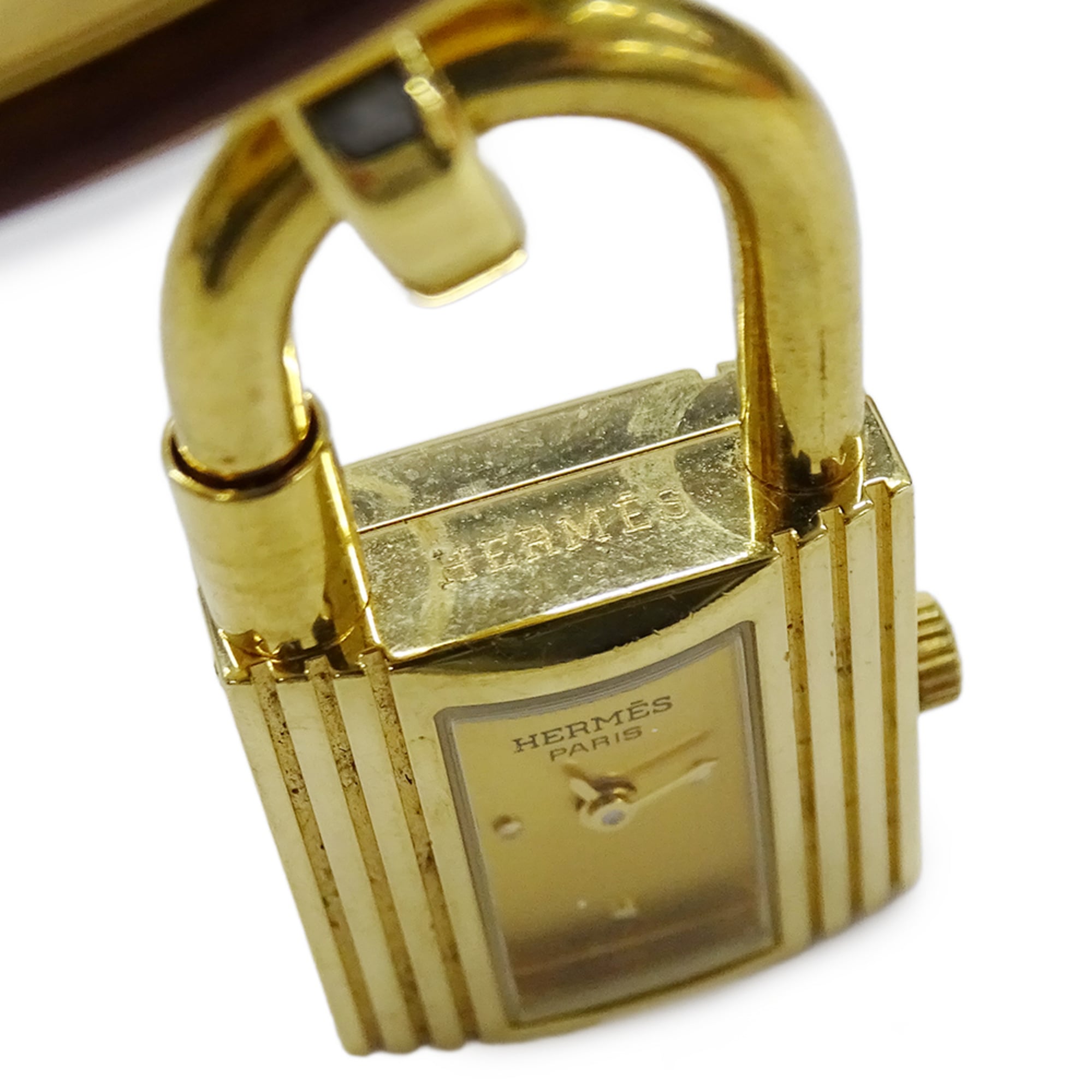 Hermes HERMES Women's Watch Brand Kelly Quartz QZ GP Leather KE1.201 Gold Yellow