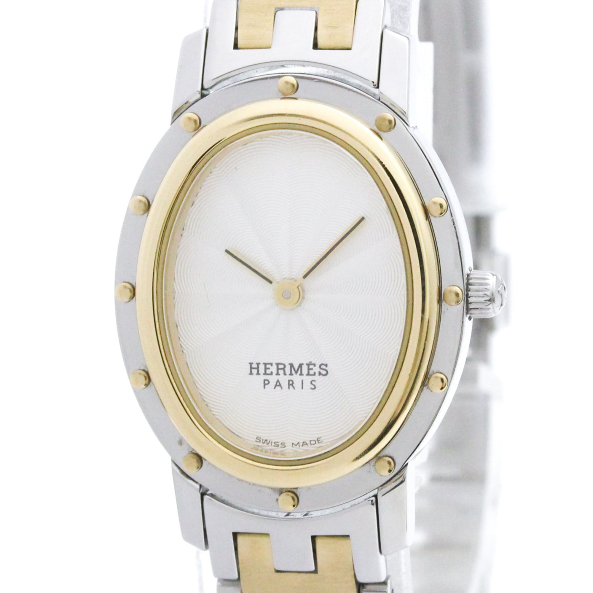 Montre Hermes Clipper CO1.220, cadran argenté, 22 mm