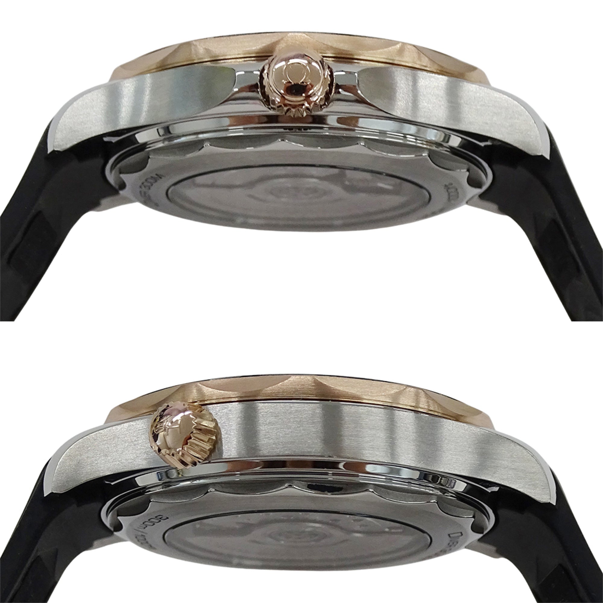 Omega Seamaster 210.22.42.20.01.002 Herrenuhr, Modell: Diver, wasserdicht bis 300 m, Datum, AutomatikUhrwerk, Sedna-Gold, Edelstahl (SS), Kautschukarmband, durchscheinender Gehäuseboden