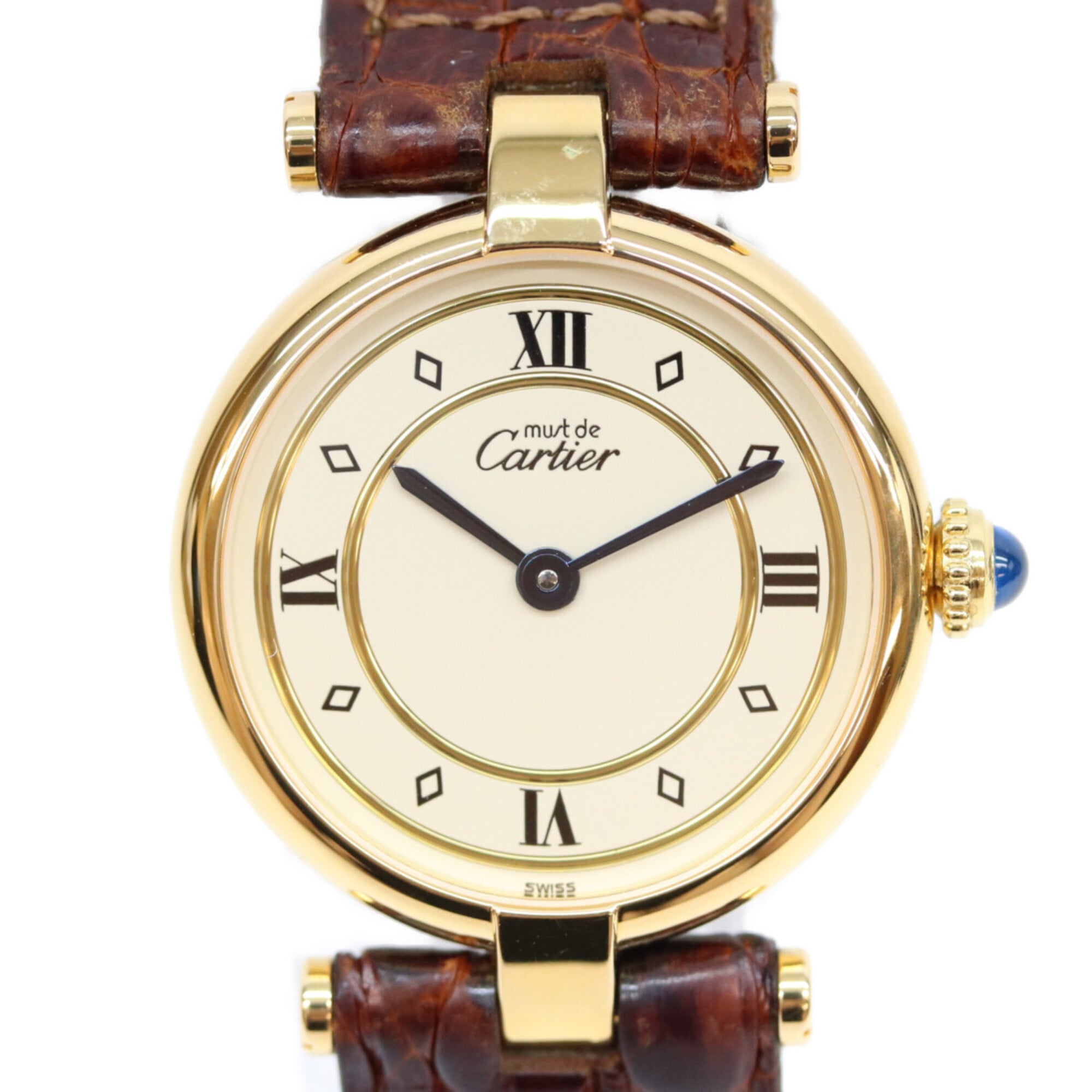 Cartier Must Vendôme SM Vermeil Quartz with Roman Numerals Gold and Ivory Dial Ladies'