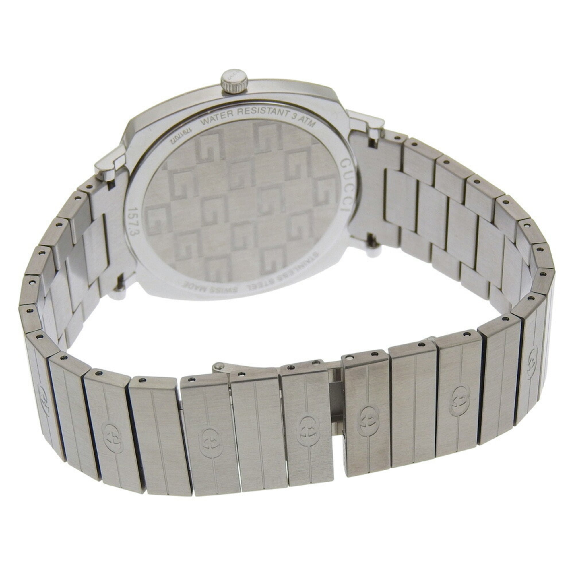 Gucci Grip-horloge, 157,3 mm, roestvrij staal, quartz uurwerk, analoog display, witte wijzerplaat, herenhorloge