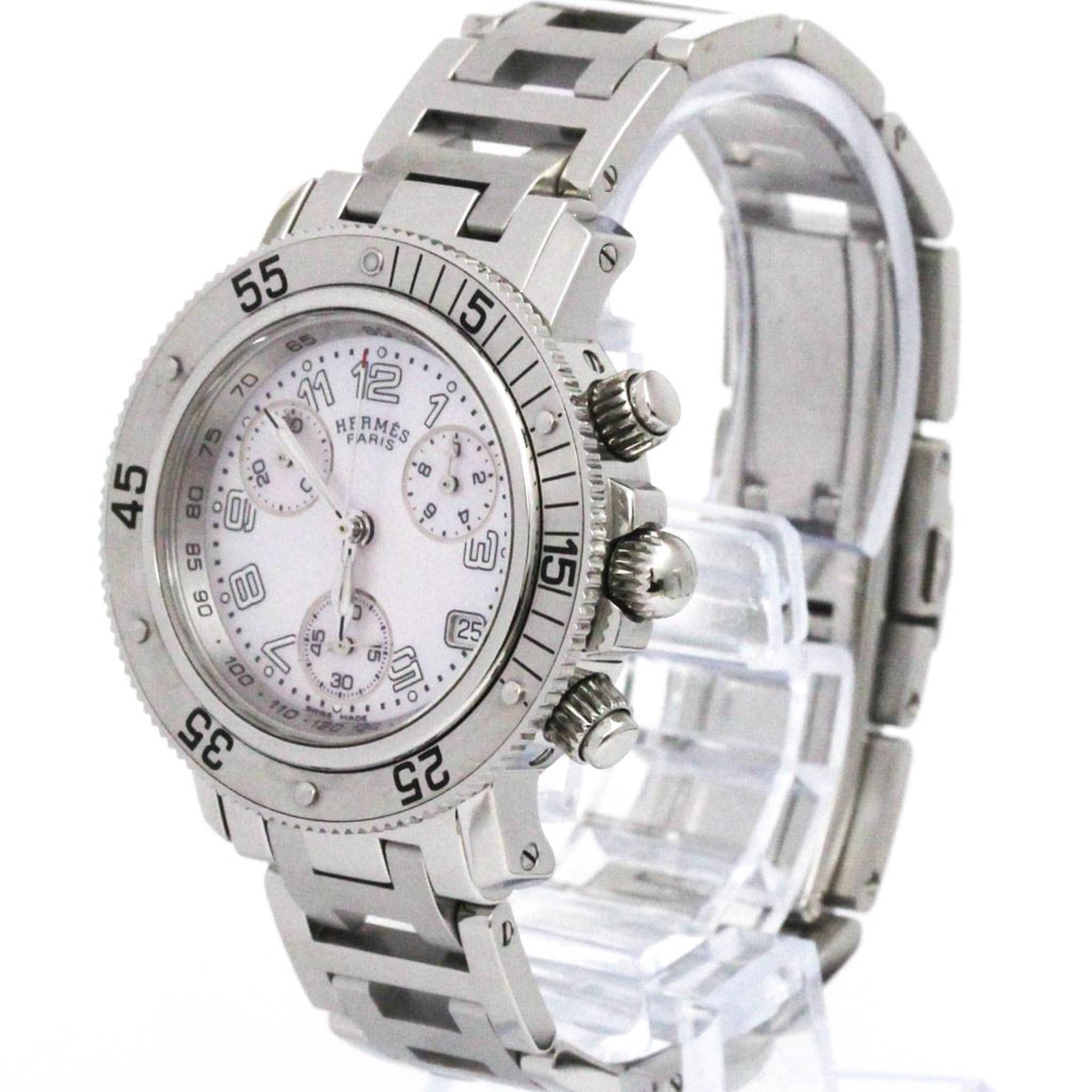 HERMES Clipper Diver Chronograph Quartz Ladies Watch CL2.310 Polished