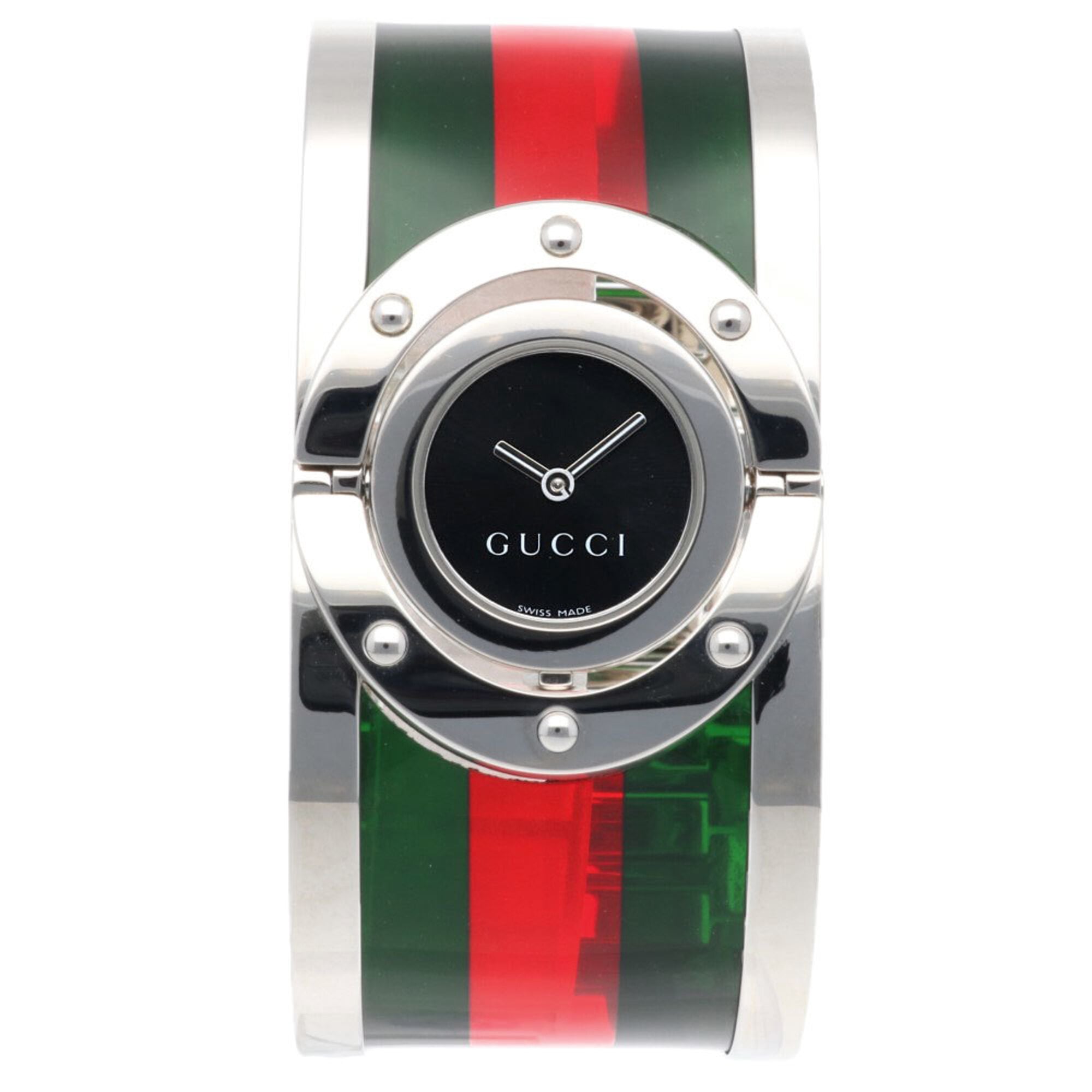 Gucci Toile Watch, Stainless Steel 112 Quartz, Polished, Women's, GUCCI Wide Bangle