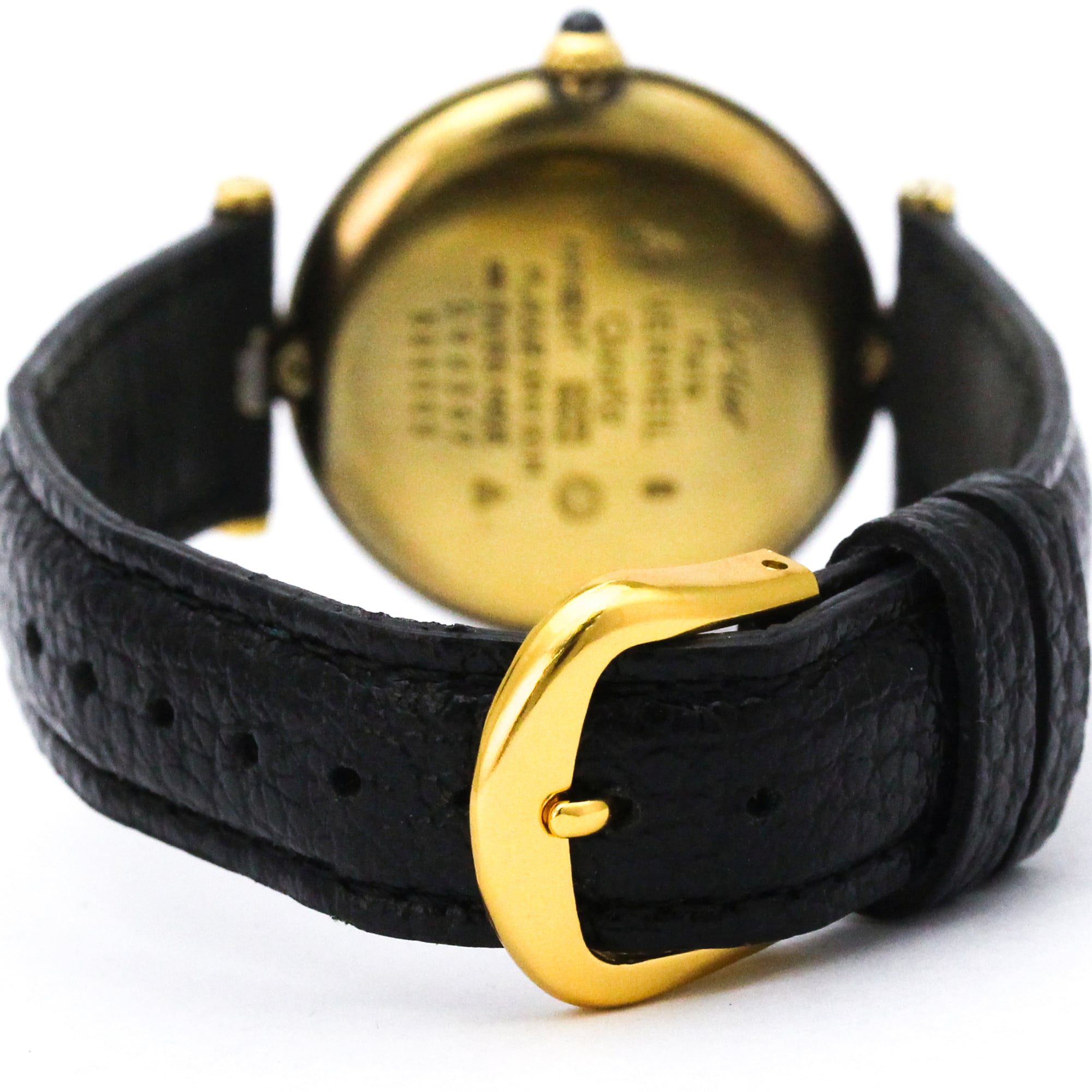 CARTIER Must Vendome Gold Plated Leather Quartz Unisex Watch 590003