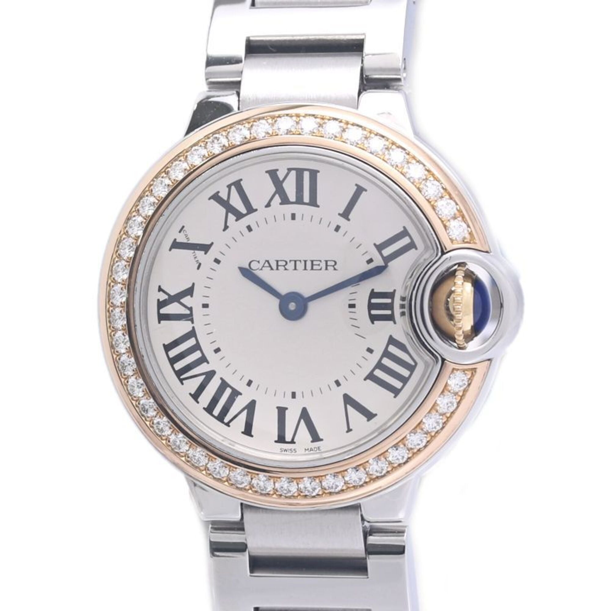 CARTIER Cartier Ballon Bleu SM Bezel Diamond WE902079 Women's Watch K18PGxSS 40308