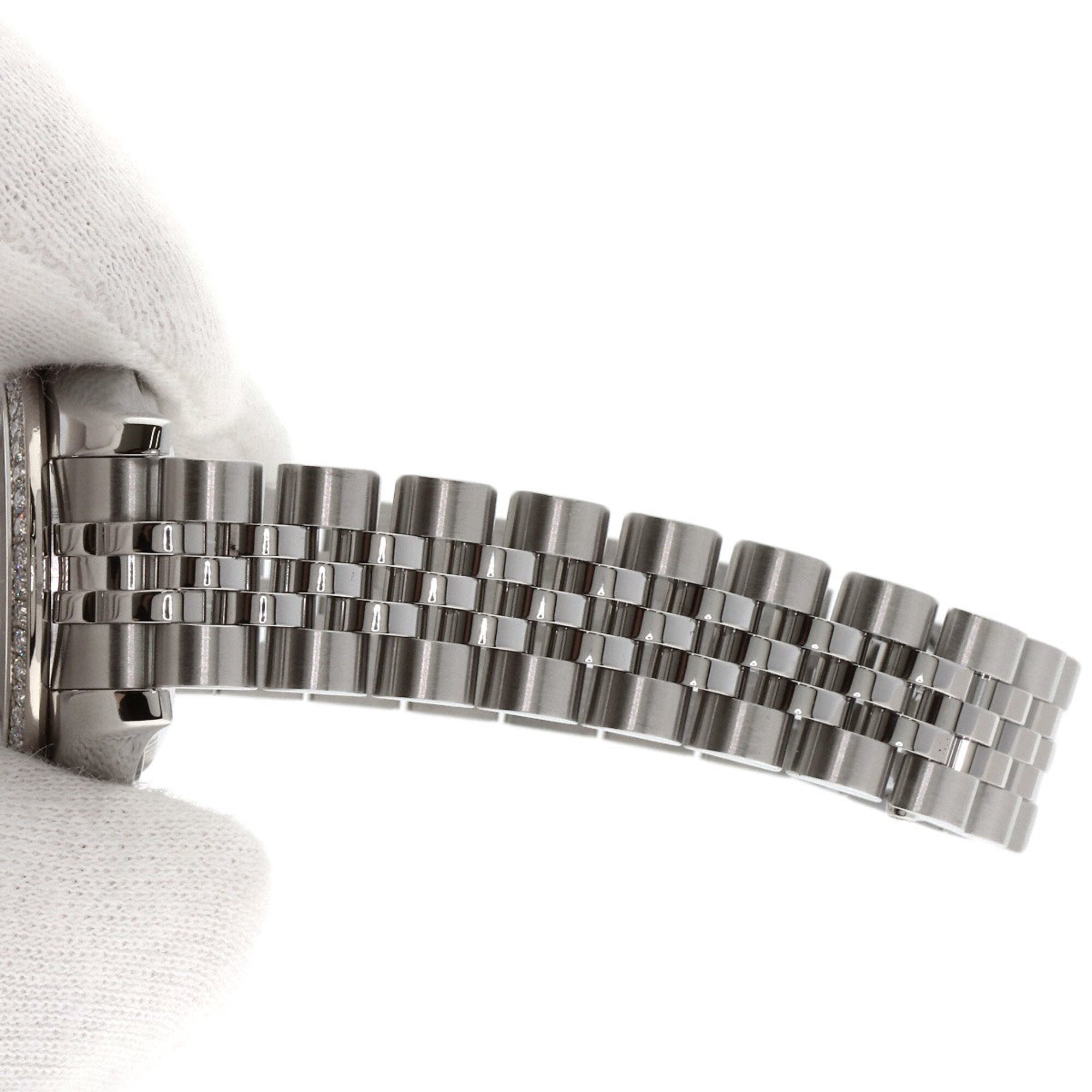 Rolex 179384G Datejust mit 10-teiliger Diamantlünette aus Edelstahl/SS/18 Karat Weißgold mit Diamanten, Damenuhr