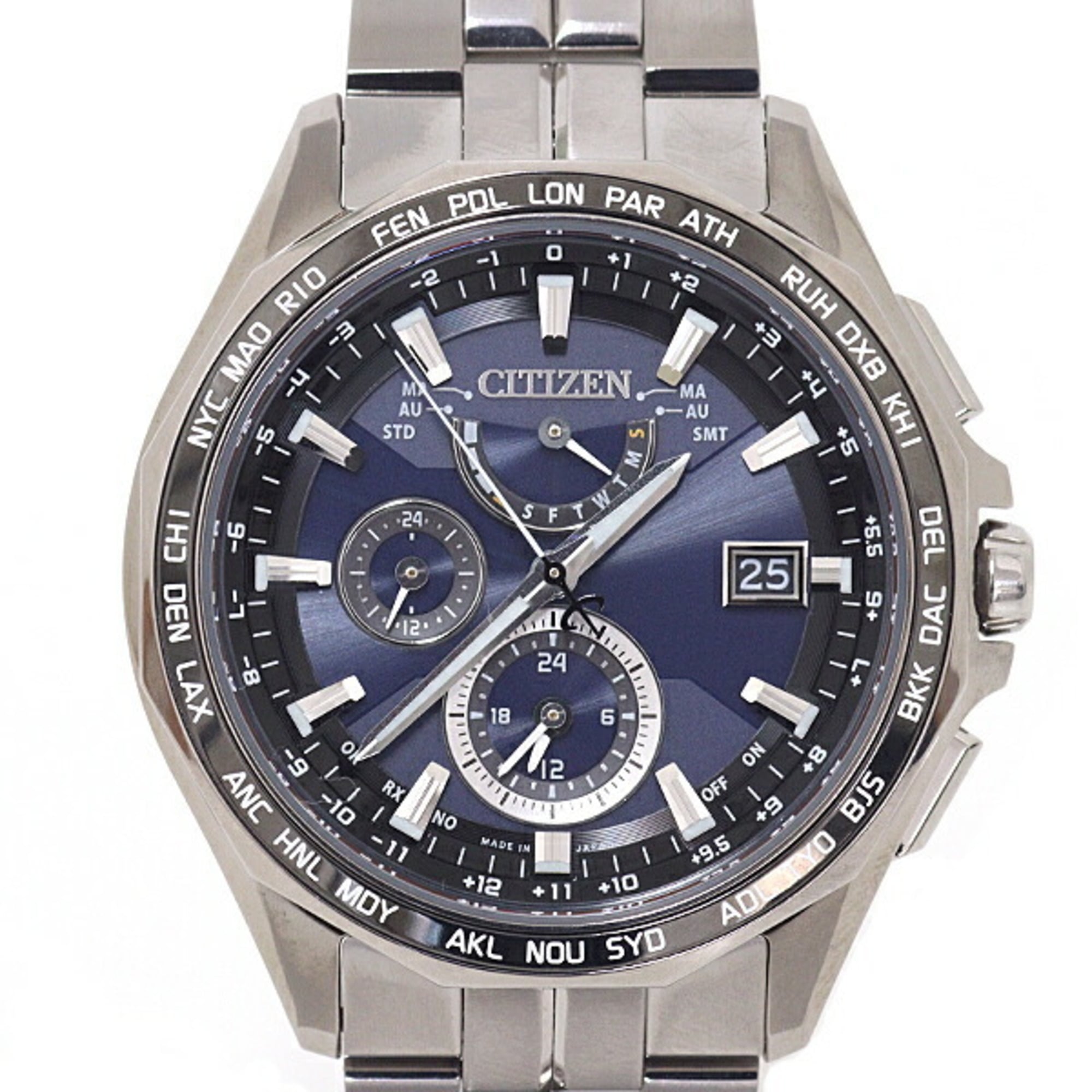 CITIZEN Men's Watch Eco-Drive Radio-Controlled H820-T023096 SS Navy Dial