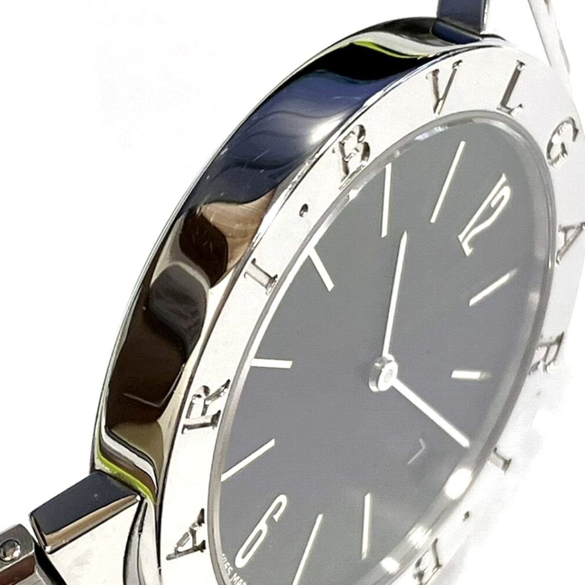 Bulgari watch, total weight 78.8g, stainless steel, quartz movement, black dial, BB33SSD