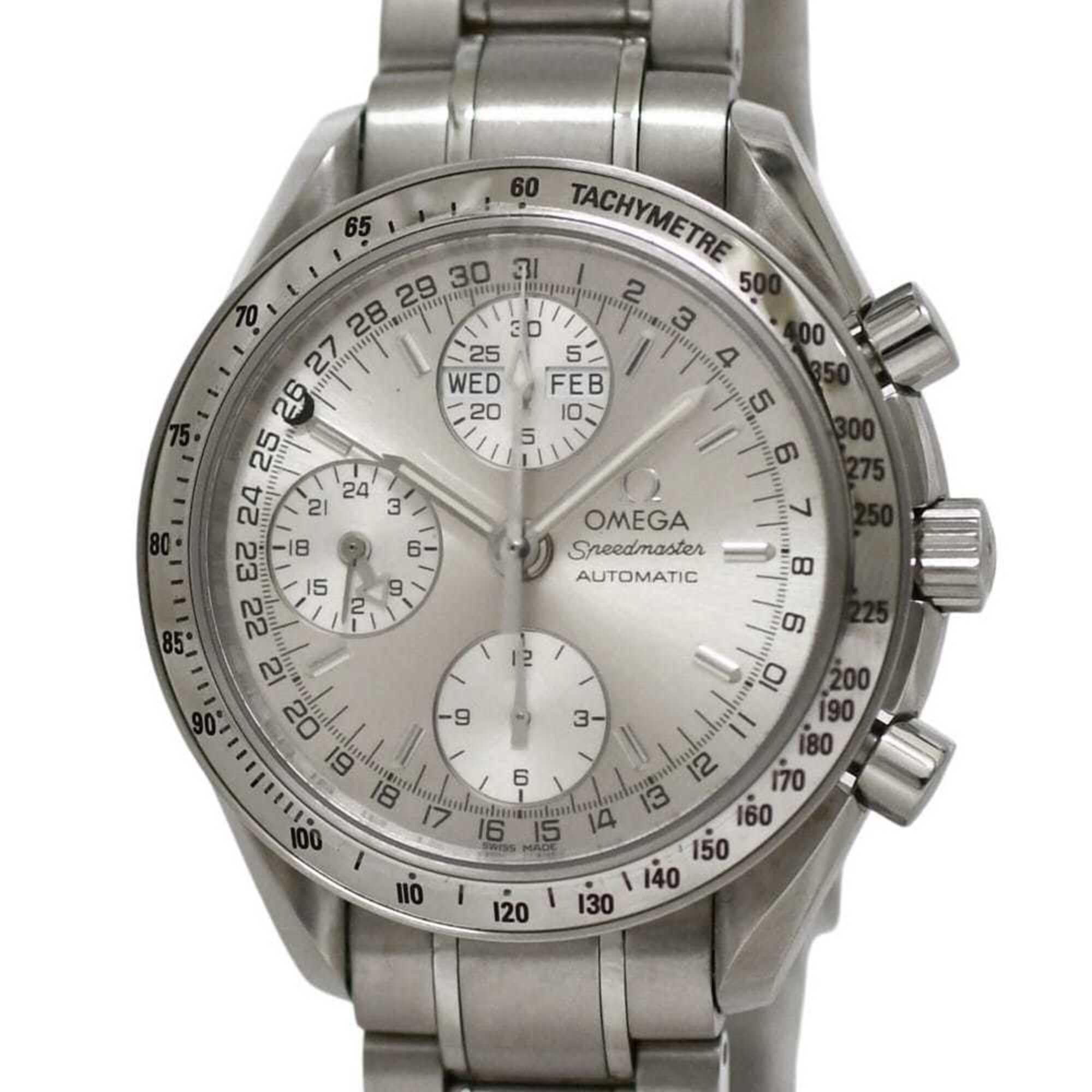 Omega Speedmaster Triple Calendar Watch, Cream White Silver, 3523.30, Chronograph, Automatic Winding, Stainless Steel.