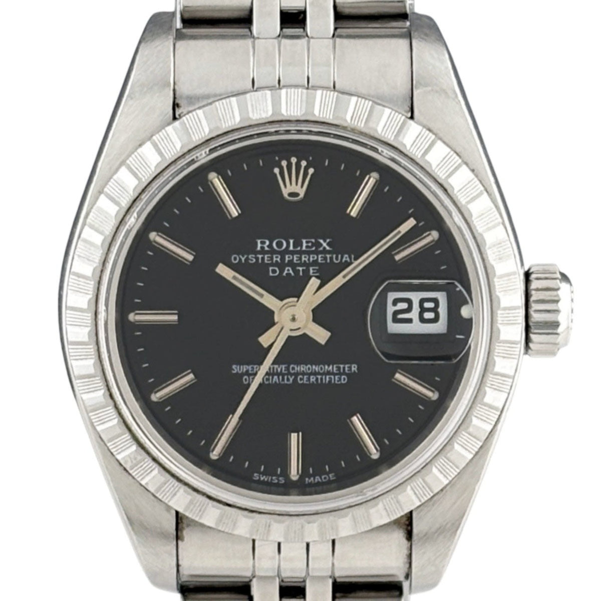 Rolex Oyster Perpetual Date 79240 met zwarte wijzerplaat, 26 mm