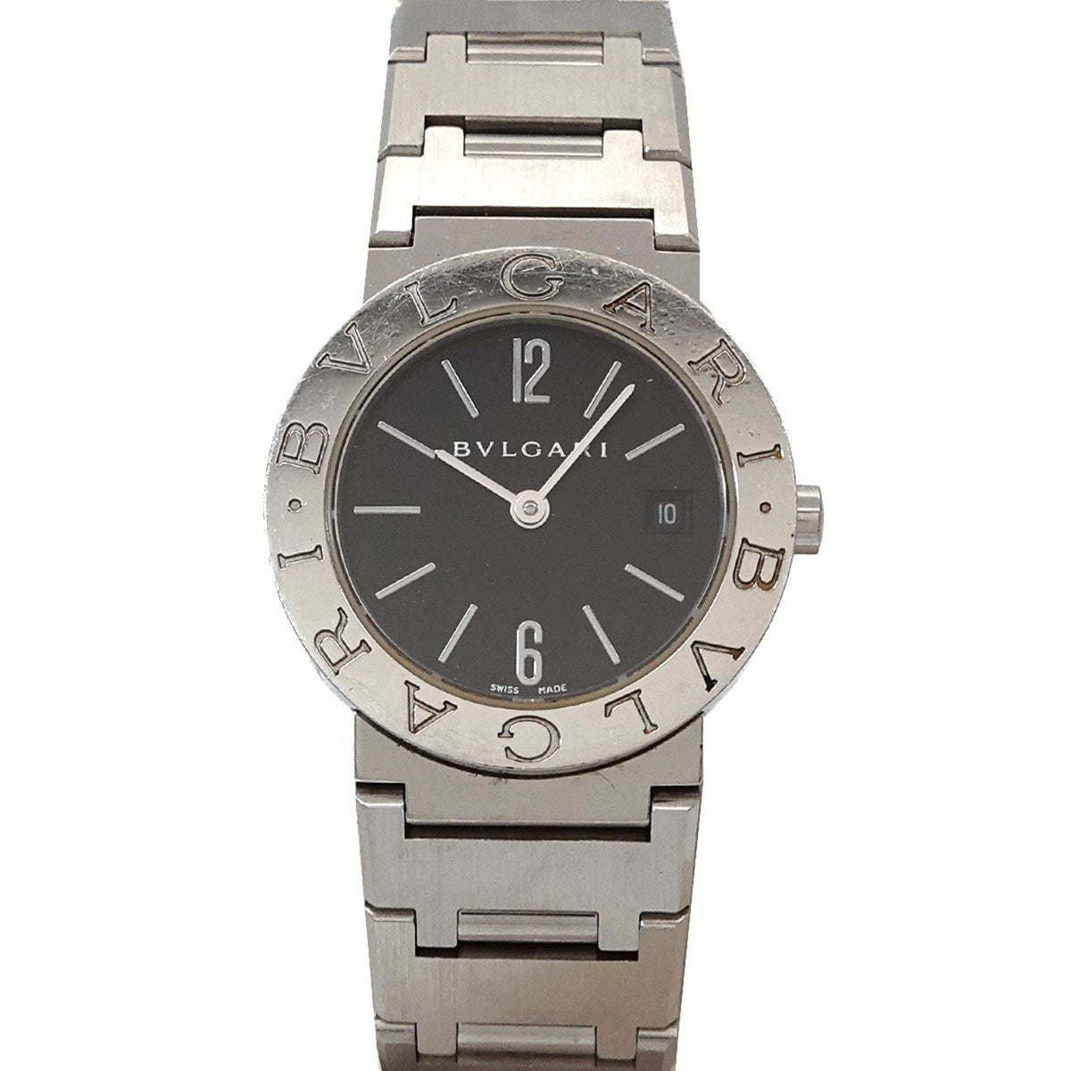 Bvlgari BB26SS horloge met zwarte wijzerplaat, 26 mm