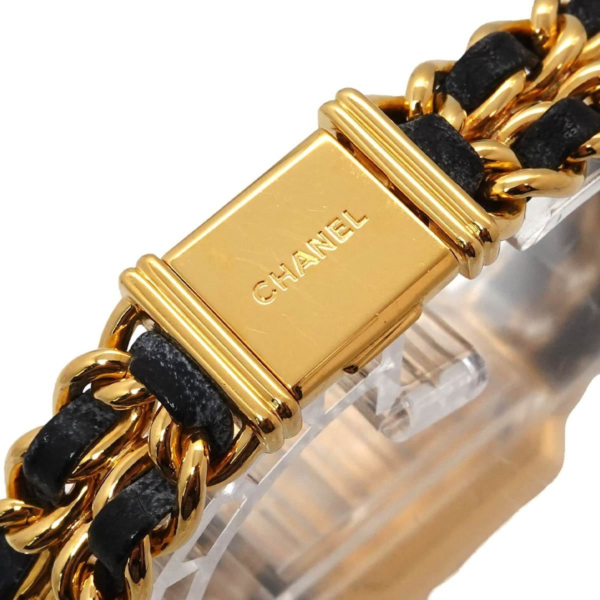 Chanel Premiere Large Size H0001 Wo Black Gold Quartz