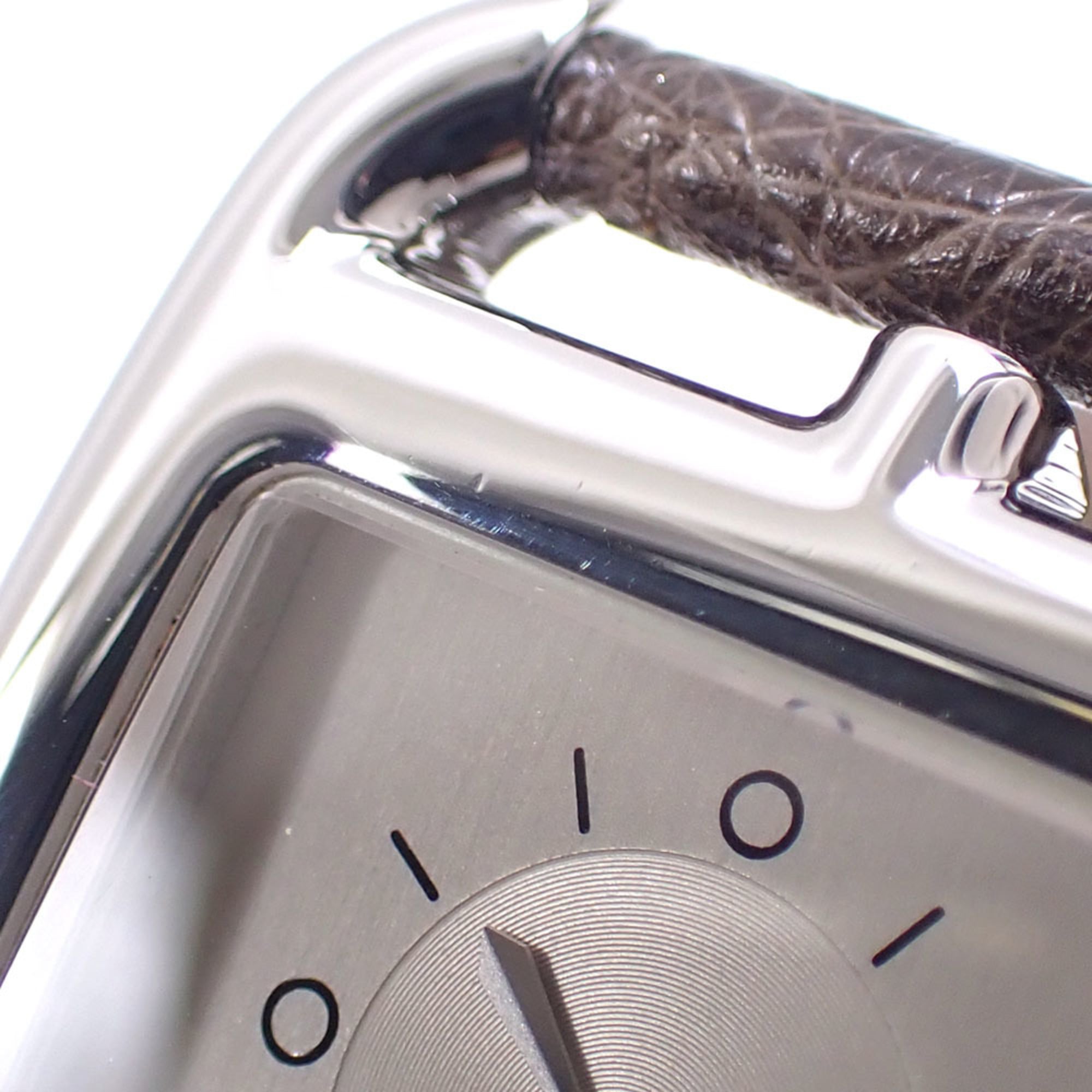 Hermes Cape Cod dameshorloge met kwartsuurwerk, roestvrij staal, leren band, CC3-510, werkt op batterijen, bruin, â–¡H-stempel, circa 2004