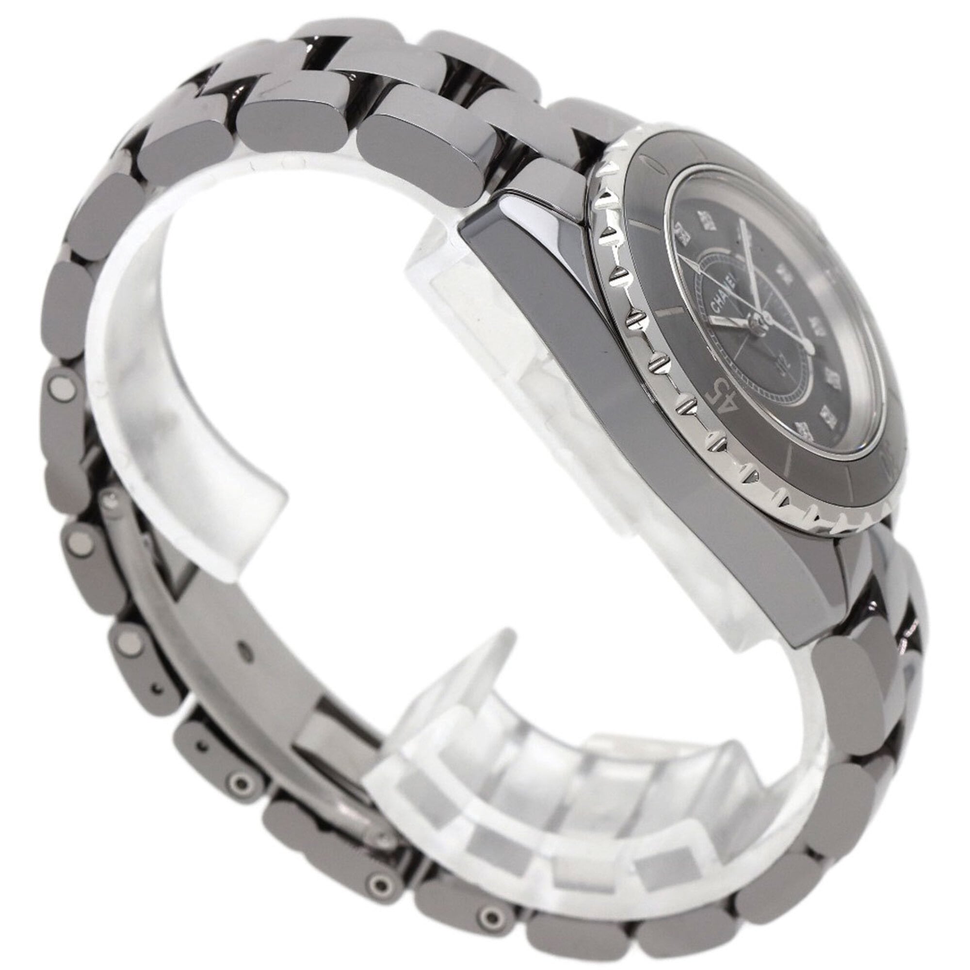 CHANEL H3241 J12 33mm Chromatic 12P Diamond Watch in Titanium Ceramic/Titanium Ceramic for Women