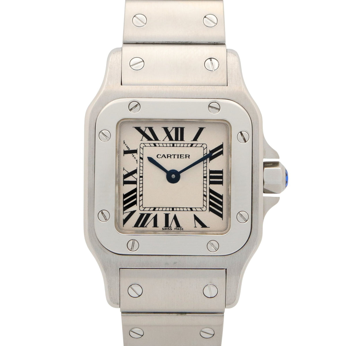 Cartier Santos Galbee SM W20056D6 horloge met zilveren wijzerplaat, 24 mm