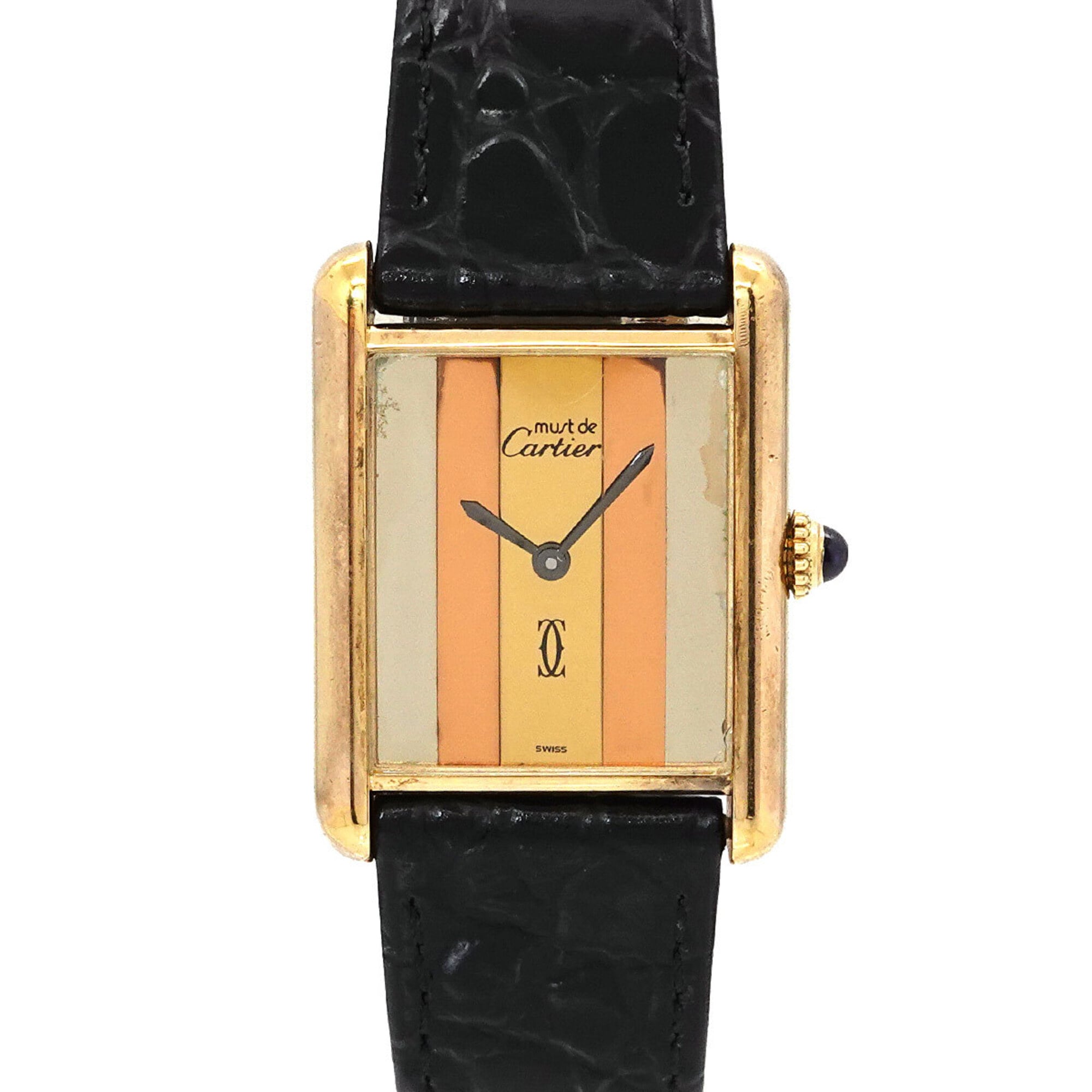 Cartier Must Tank Vermeil Trinity Ladies Watch, 3 Colors, SV925, Manua