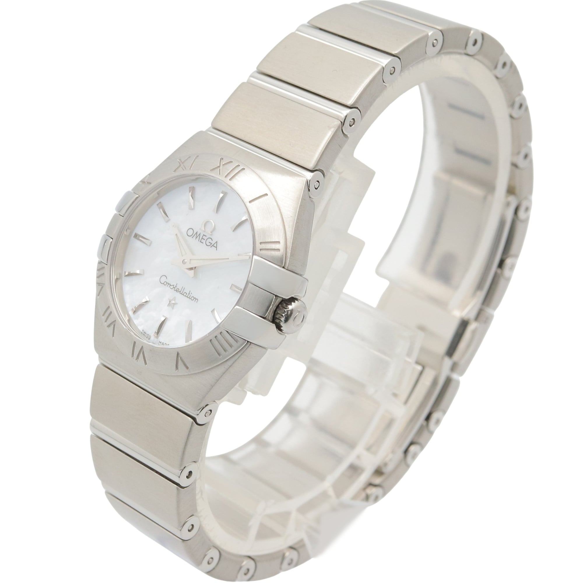Omega Constellation watch, stainless steel, women's, white with mother-of-pearl, 123.10.24.60.05.001