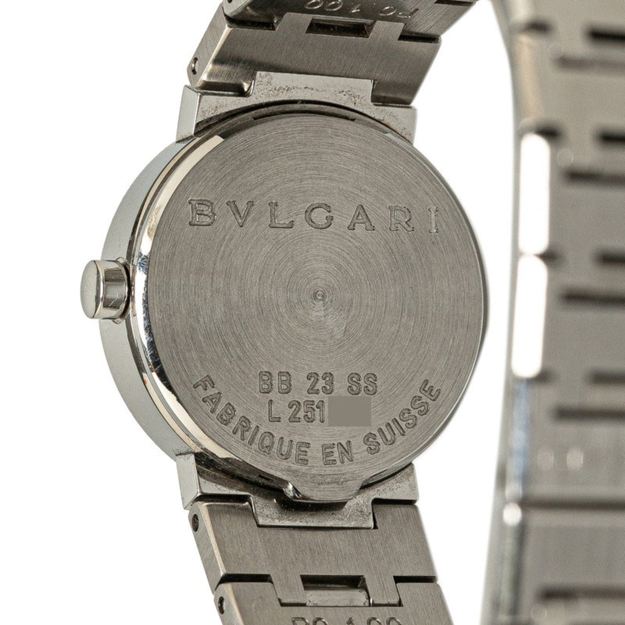 BVLGARI Uhr BB23SS Quarz Schwarz Zifferblatt, Edelstahl, Damenuhr