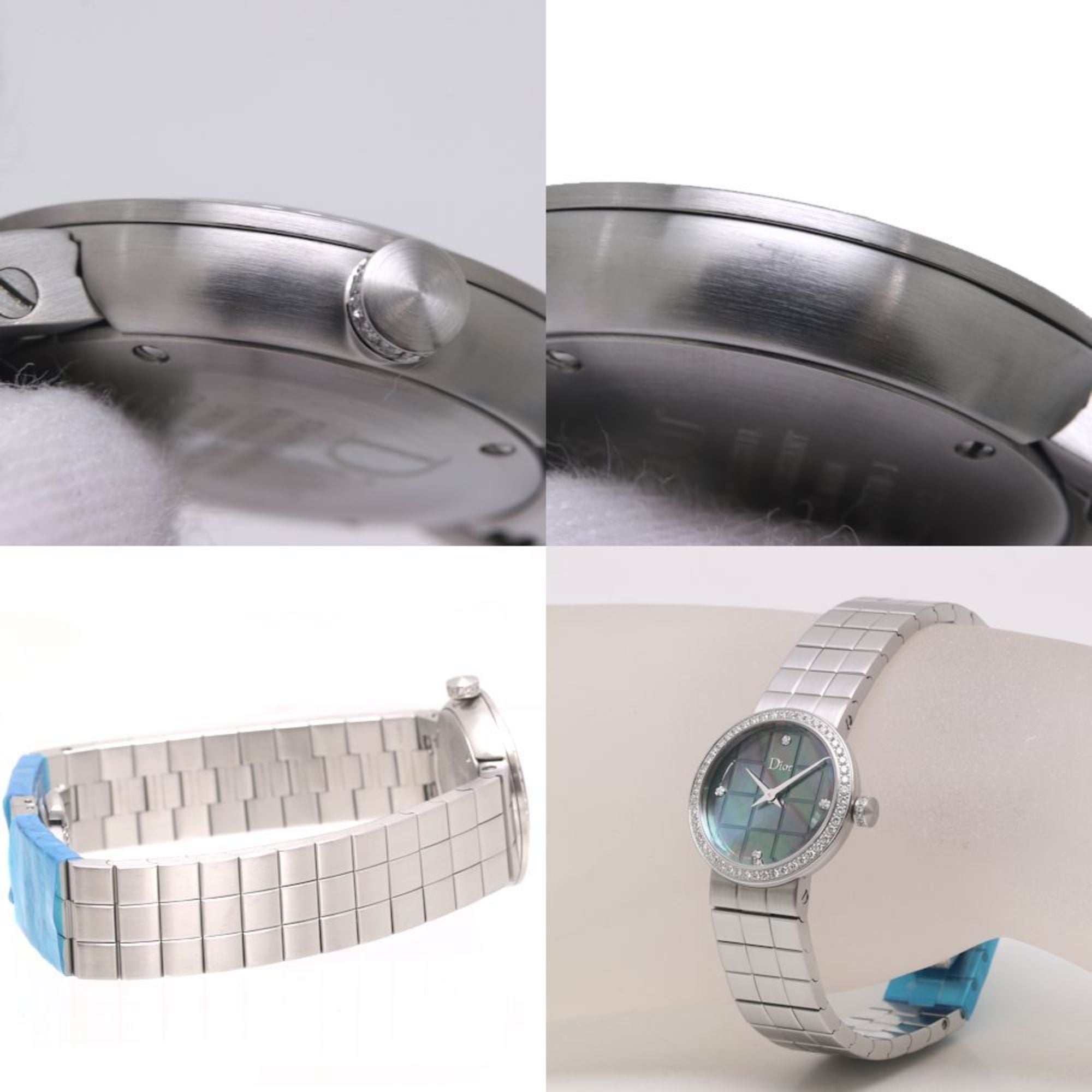 Christian Dior La D de CD047110M002 horloge met 4 diamanten en een diamanten lunette, roestvrij staal, dames, 39934