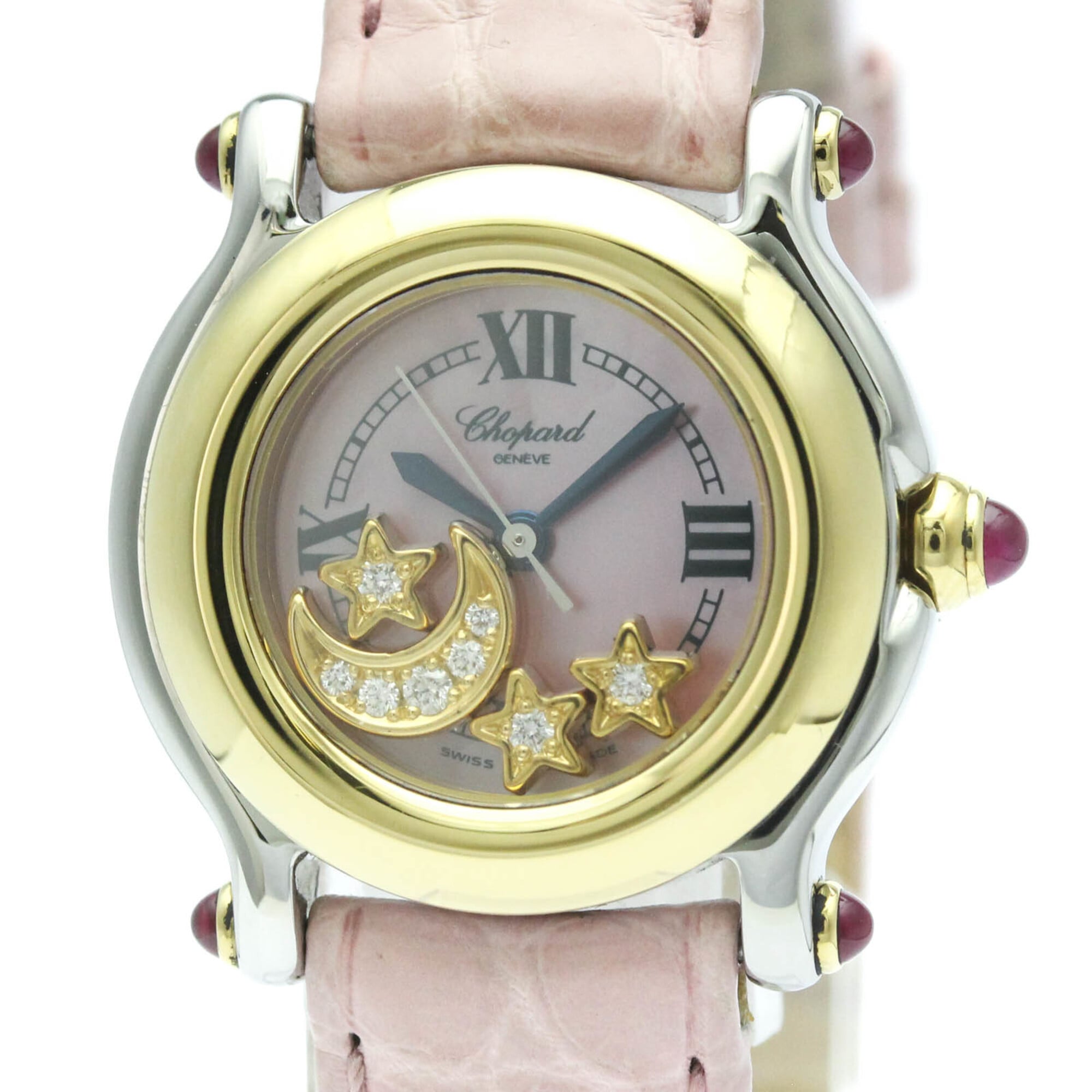 CHOPARD Happy Sport Diamond Pink MOP 18K Gold Steel Watch 27/8246-21