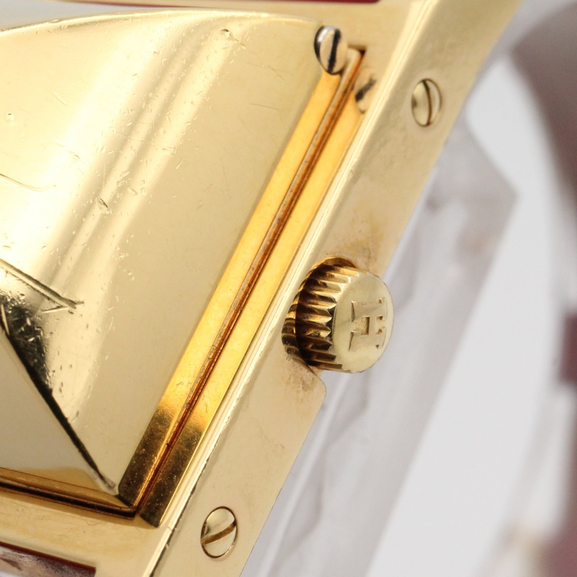 Hermes Medor gold-plated (GP) leather strap wo white ME1.201