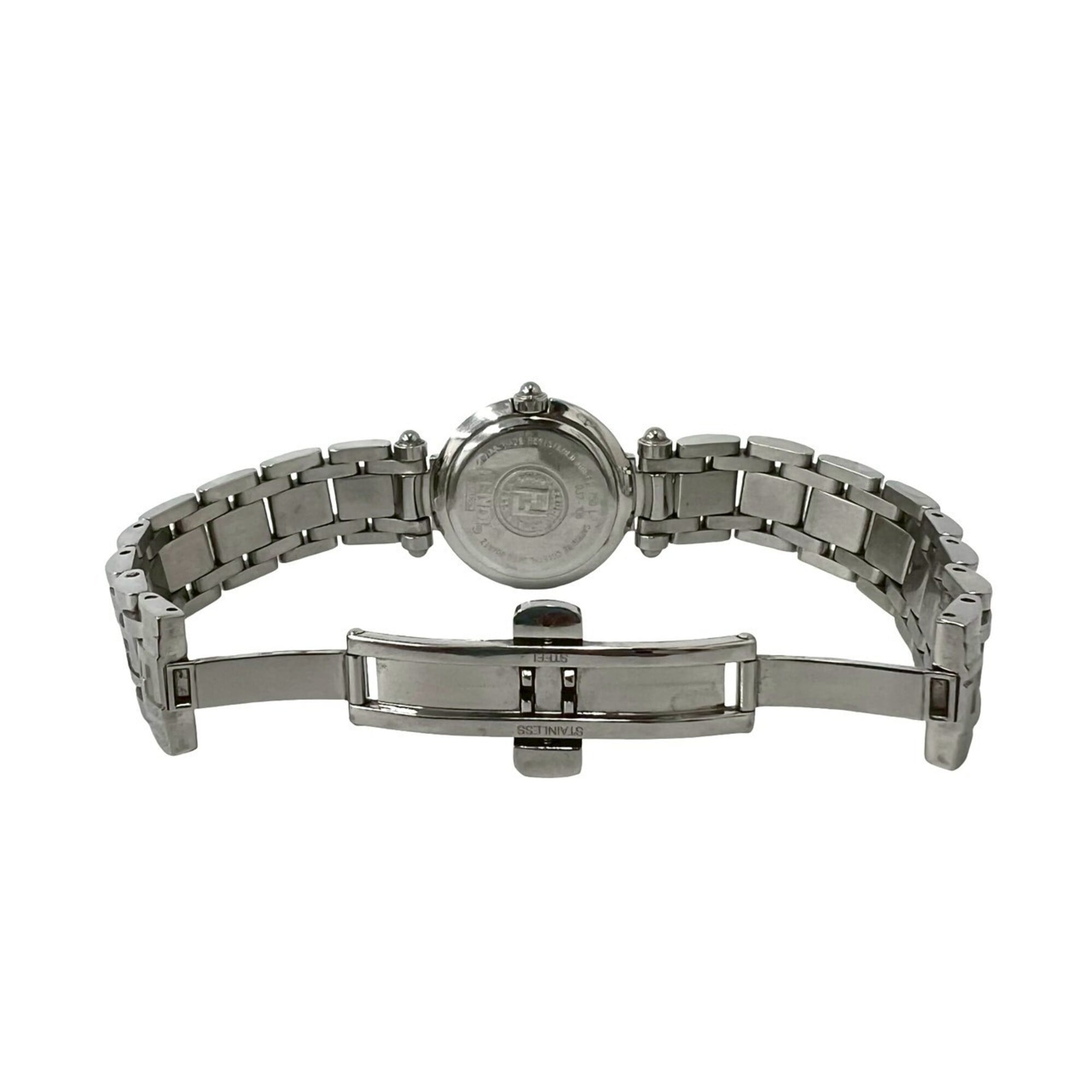 FENDI 750L Orologi FF Logo Stainless Steel Quartz Watch, Silver/Black, 39005