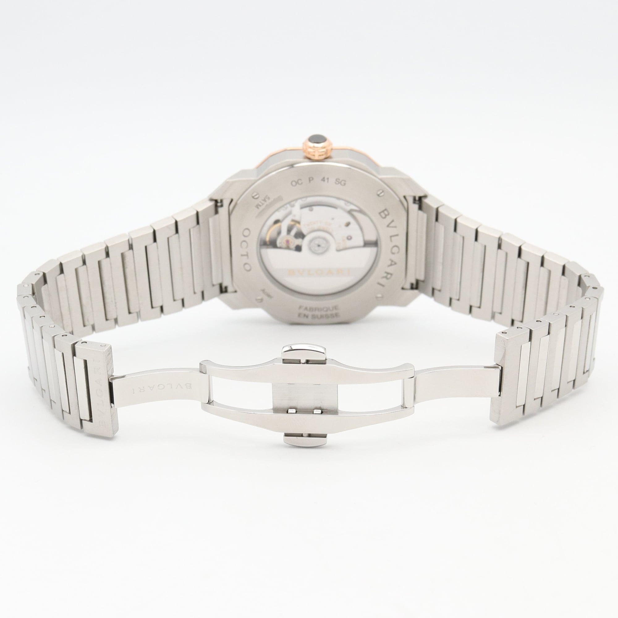 Bvlgari Bulgari BVLGARI Octo 18KPG (Rosa Gold) OCP41SG Schwarz Zifferblatt 41 mm Uhr