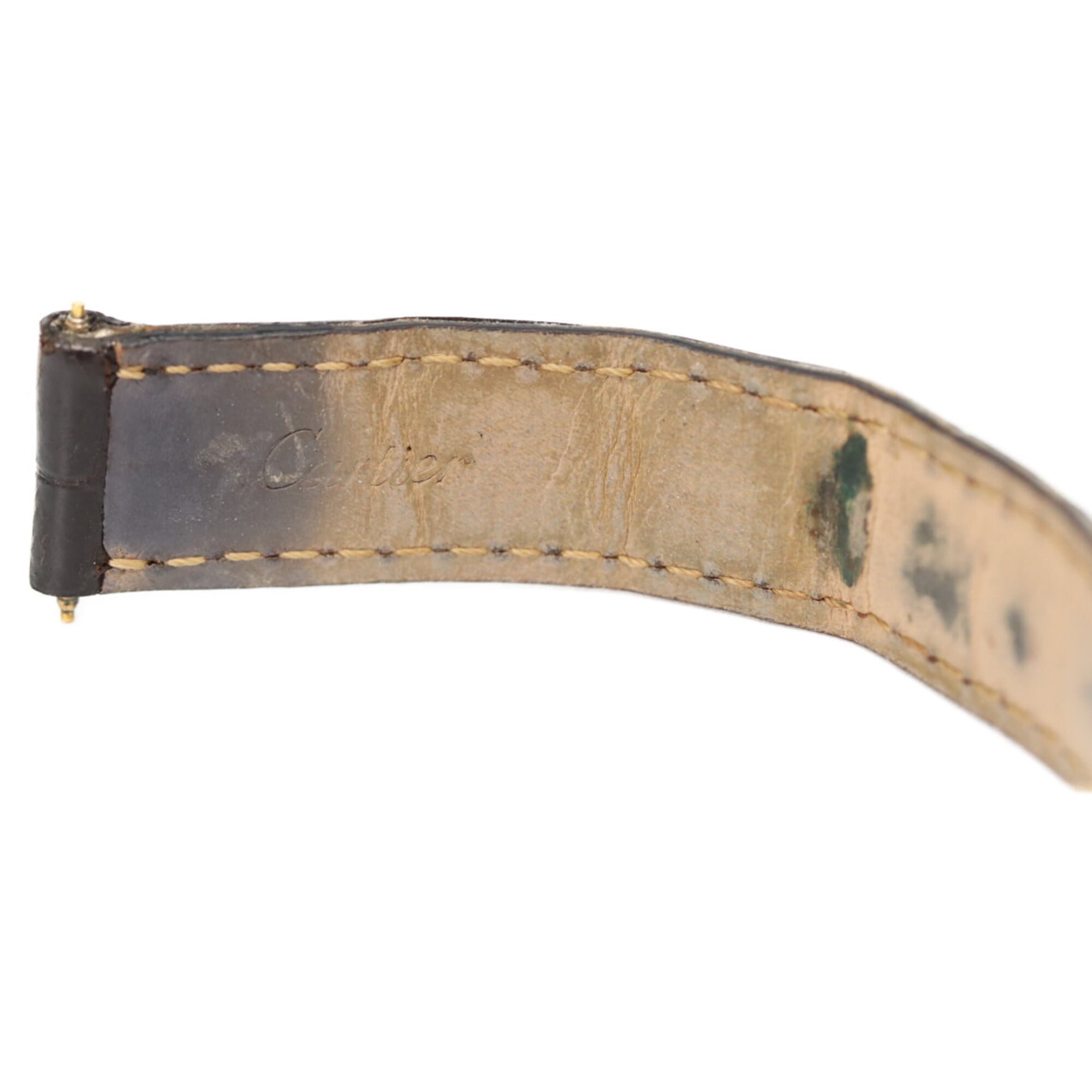 Cartier 925 Must Tank Vermeil SM Quarz-Lederuhr, Elfenbein, Damenuhr