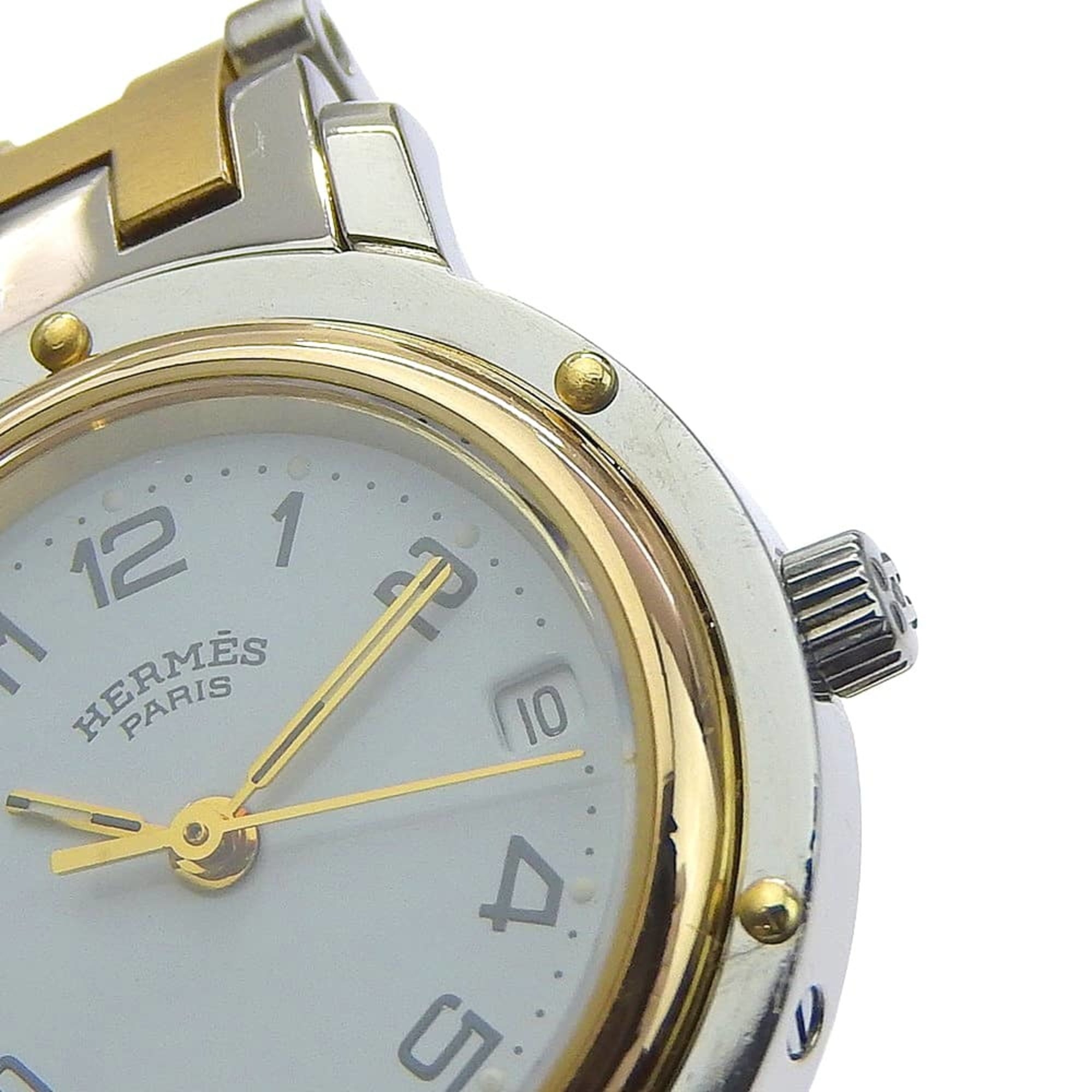 Montre Hermes Clipper CL3.240, acier inoxydable, Quartz, analogique, cadran Blanc, pour femme.
