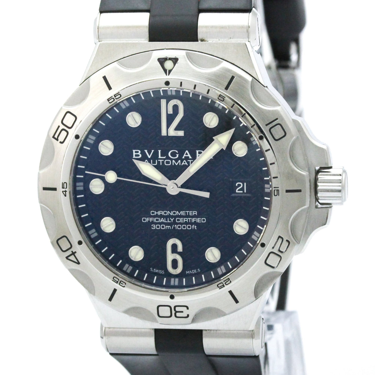 Bvlgari Diagono DP42SSD horloge met zwarte wijzerplaat, 42 mm