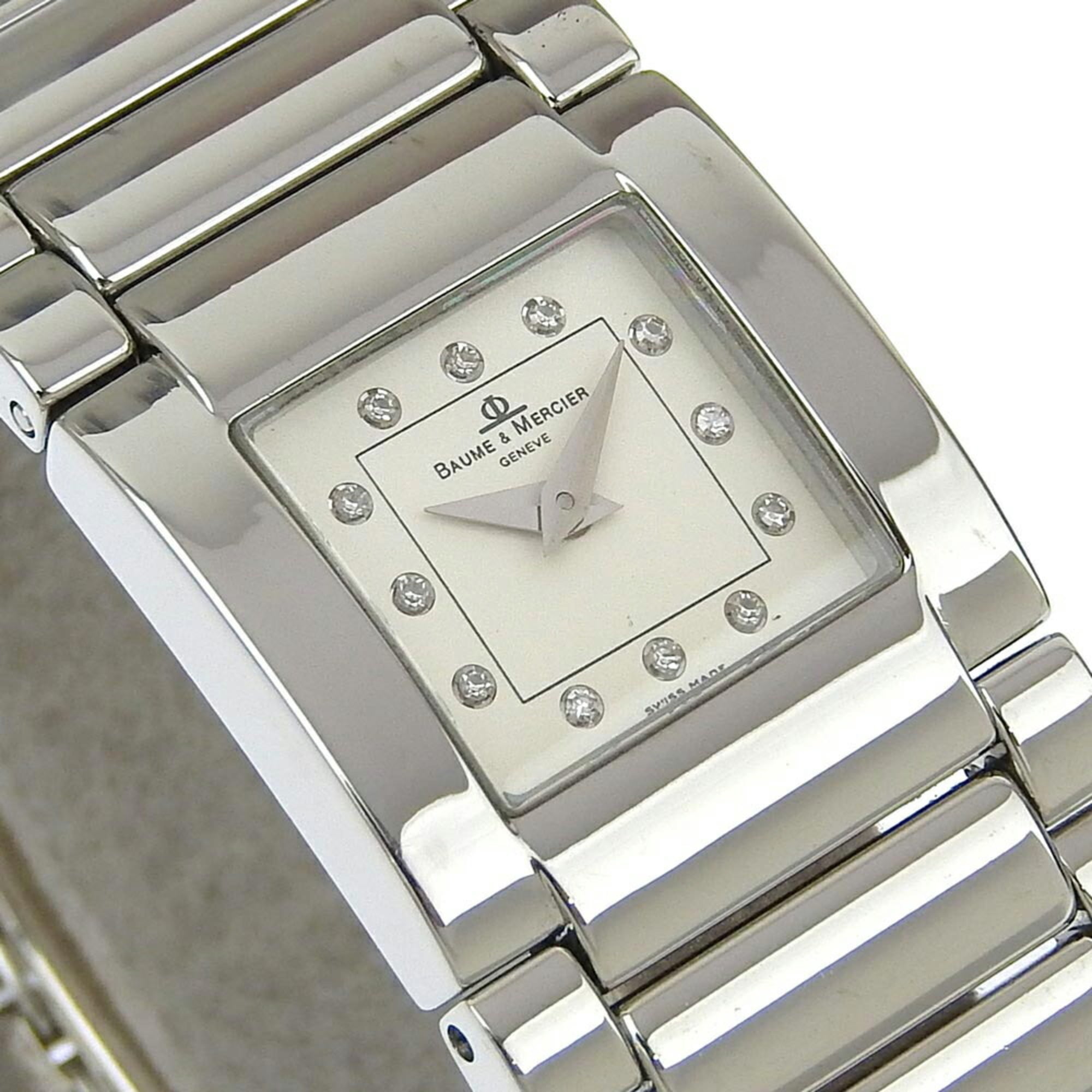 Baume & Mercier Catwalk-horloge 12P Diamond MV045219 Roestvrij staal Kwarts Analoog display Witte wijzerplaat Dames