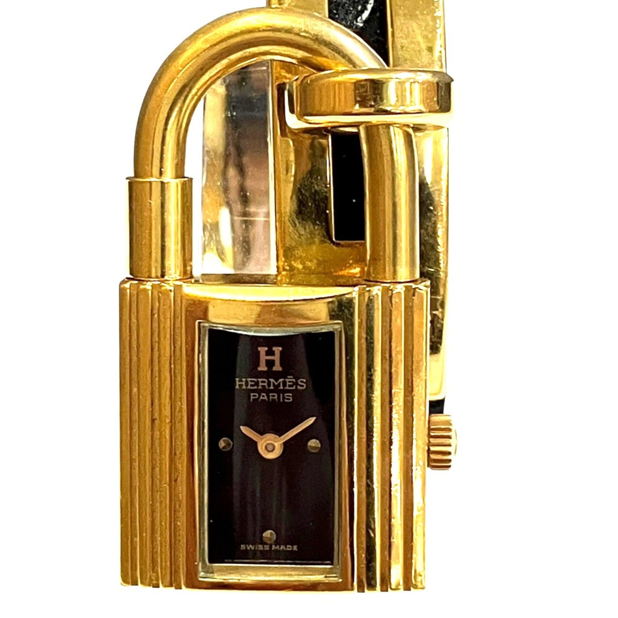 Hermes Kelly Watch, total weight 37.2g, quartz movement, black dial, KE1.201