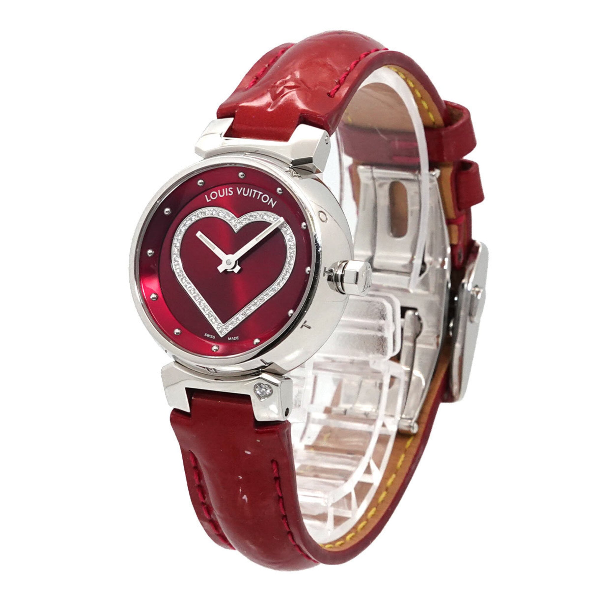 Louis Vuitton Tambour W Tour Q121Z Diamond Ladies Watch Heart Red Quartz