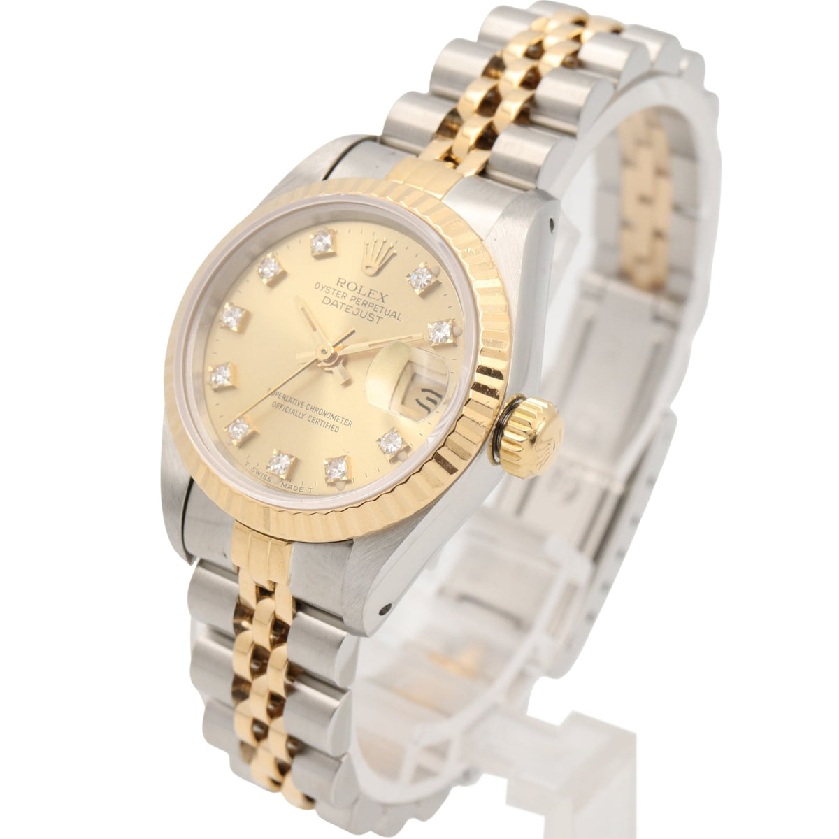 Rolex Datejust 10P Diamond L-series 18K ( 69173G Champagne, Gold Dial 26mm Watch