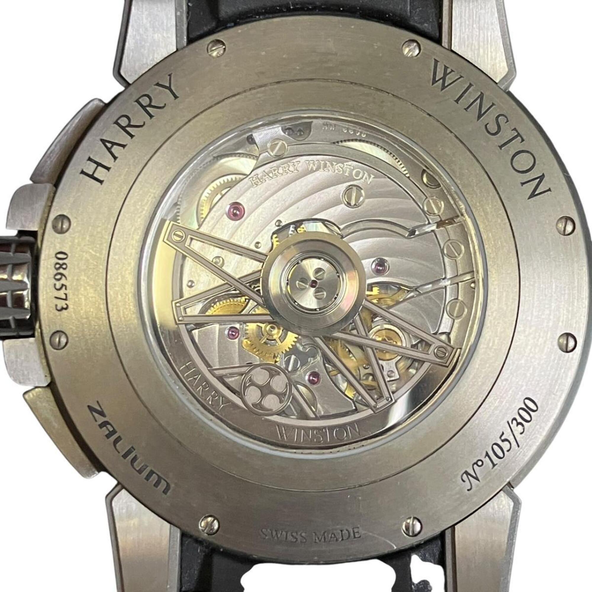 Harry Winston Ocean Project Z10, Limited Edition of 300 Pieces Worldwide, Total Weight 99.8g, Genuine Leather Strap, Automatic Movement, Silver Dial, OCEABI42ZZ001