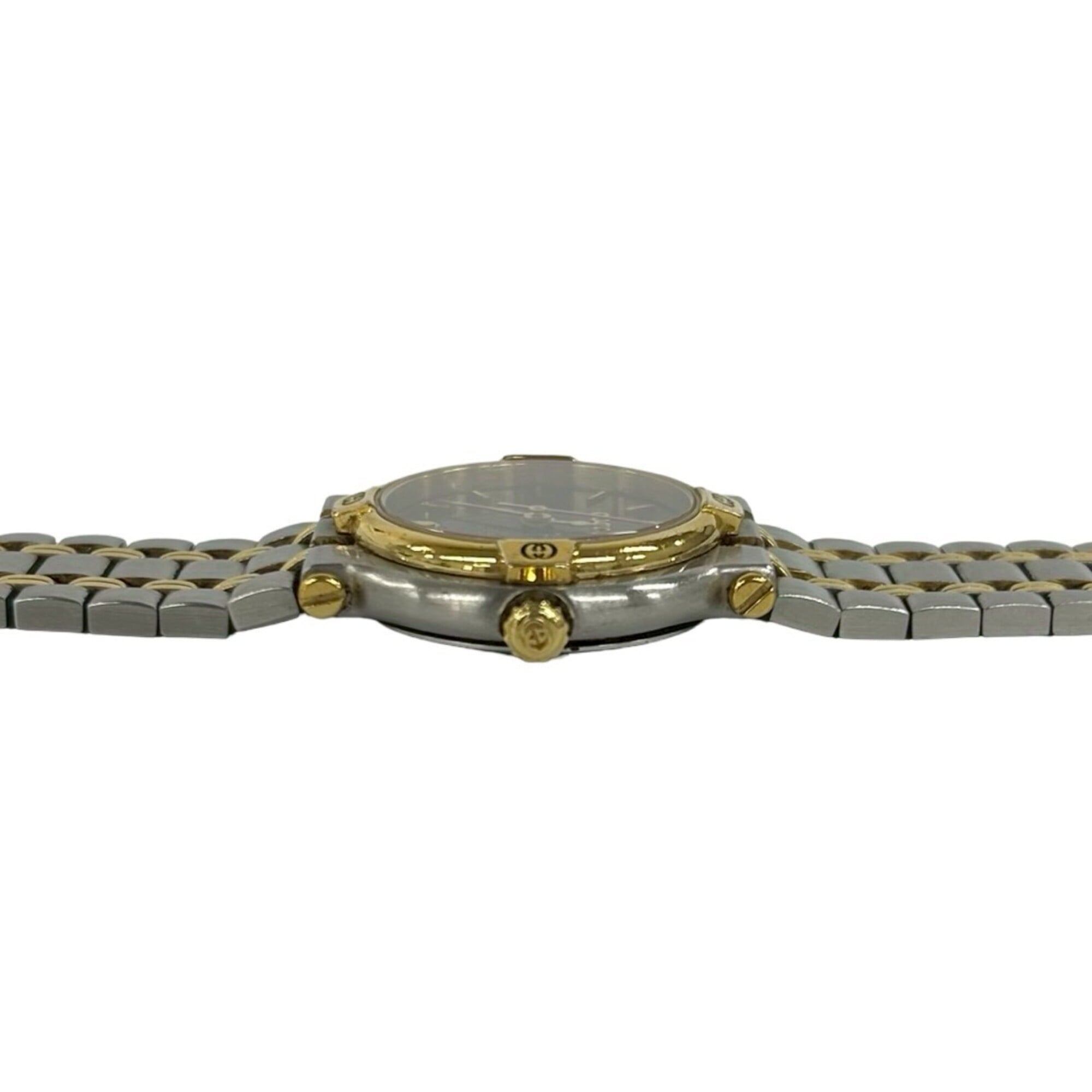 GUCCI 9000L Logo Engraved Stainless Steel Quartz Wrist Silver 26018