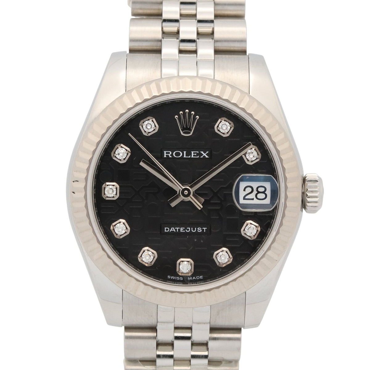Rolex Datejust 10P Diamond 178274G Black Dial 31mm Watch