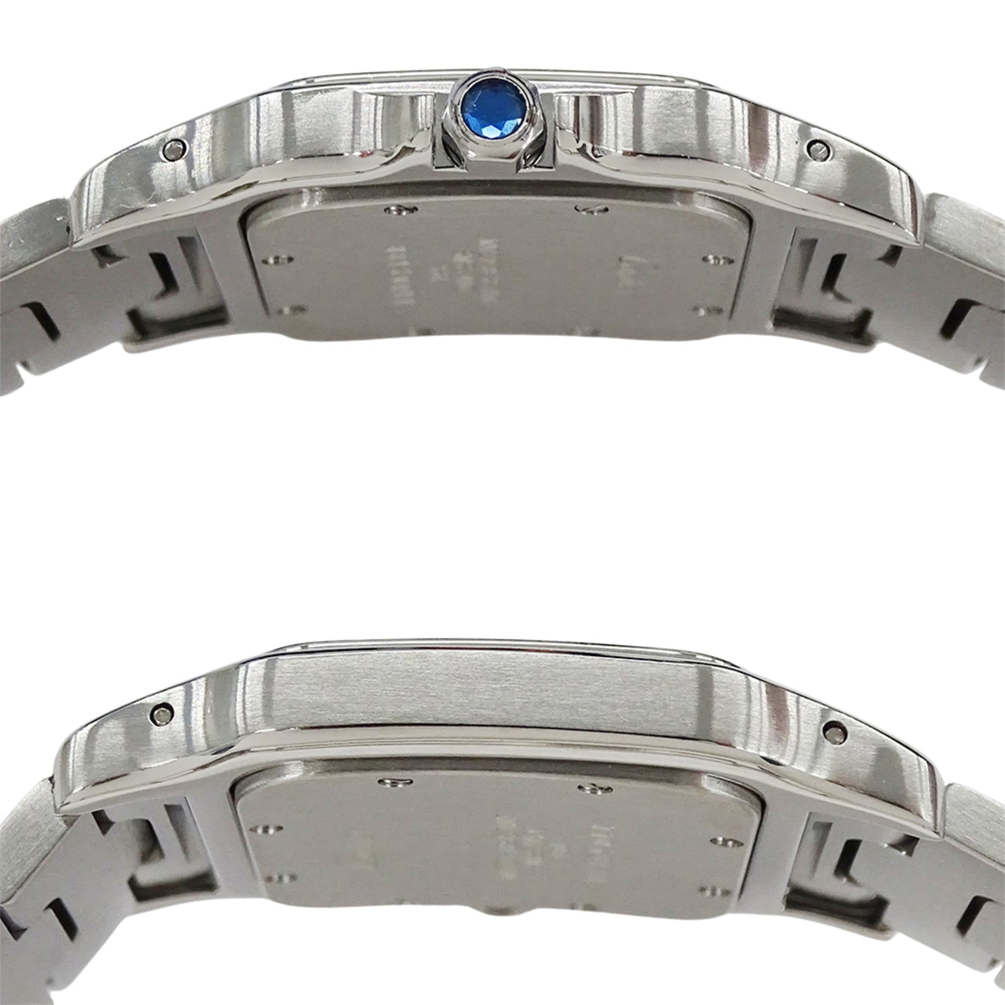 Cartier herenhorloge, Santos Galbee LM, datum, quartz uurwerk, roestvrij staal (SS), W20018D6, zilver/ivoor.