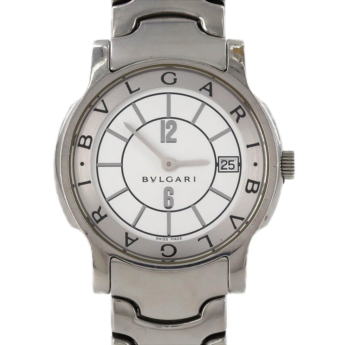 Bvlgari Bulgari Solotempo ST35S/ST35WSSD horloge met witte wijzerplaat, 35 mm