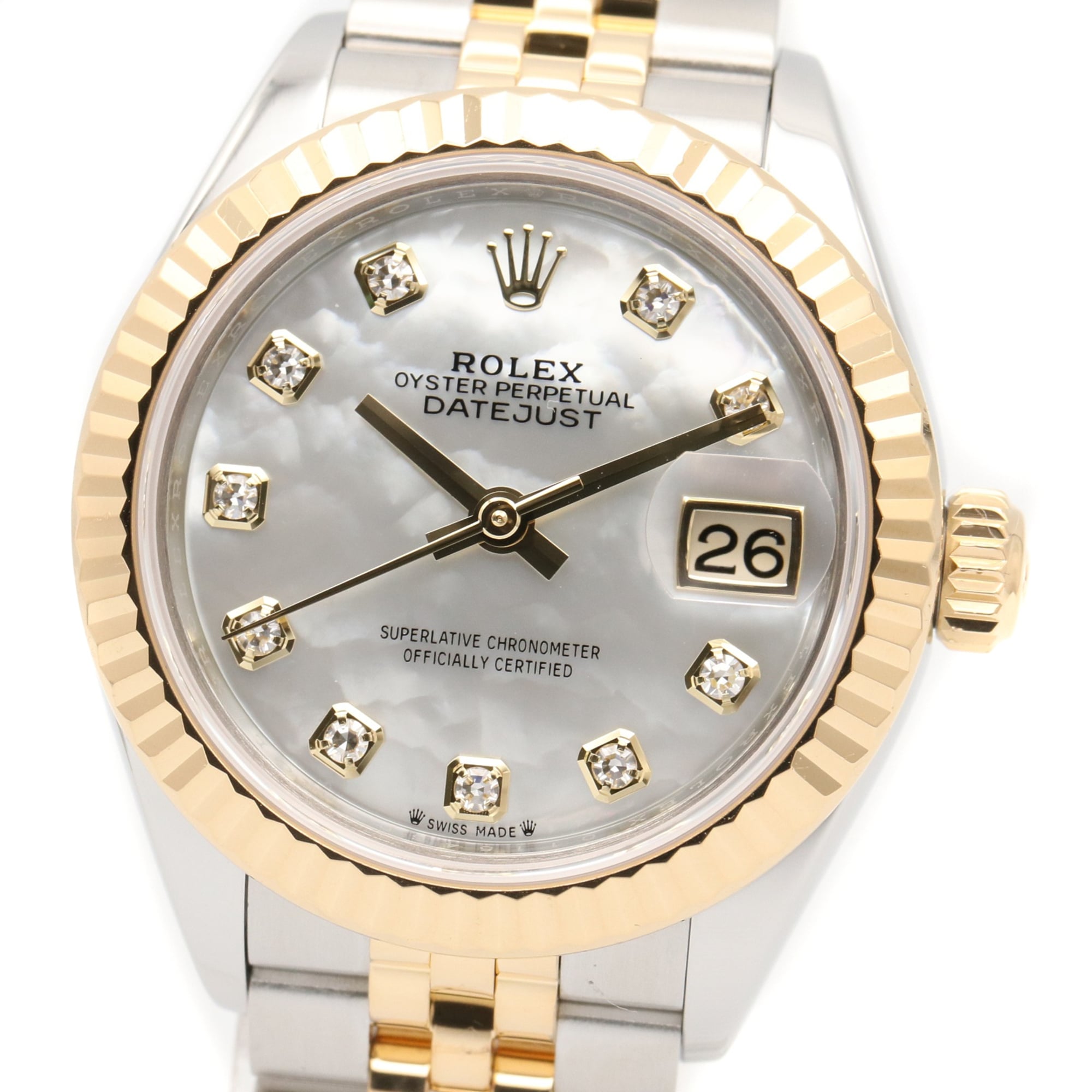 Rolex Datejust 10P Diamond 279173NG White shell Dial 28mm Watch